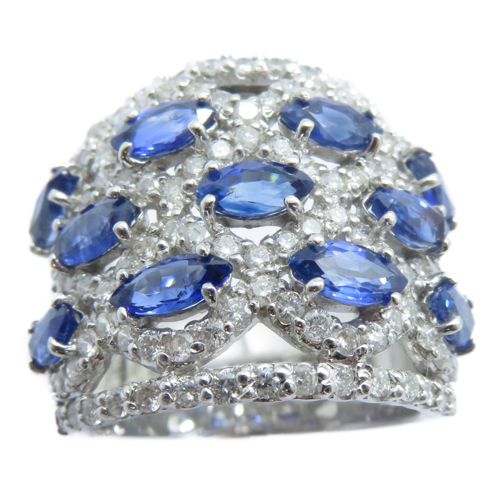 JEWELRY 【激減優惠】14K白金Sapphire Diamond Ring 3.61ct藍寶石/1.48ct鑽石戒指US#6.5