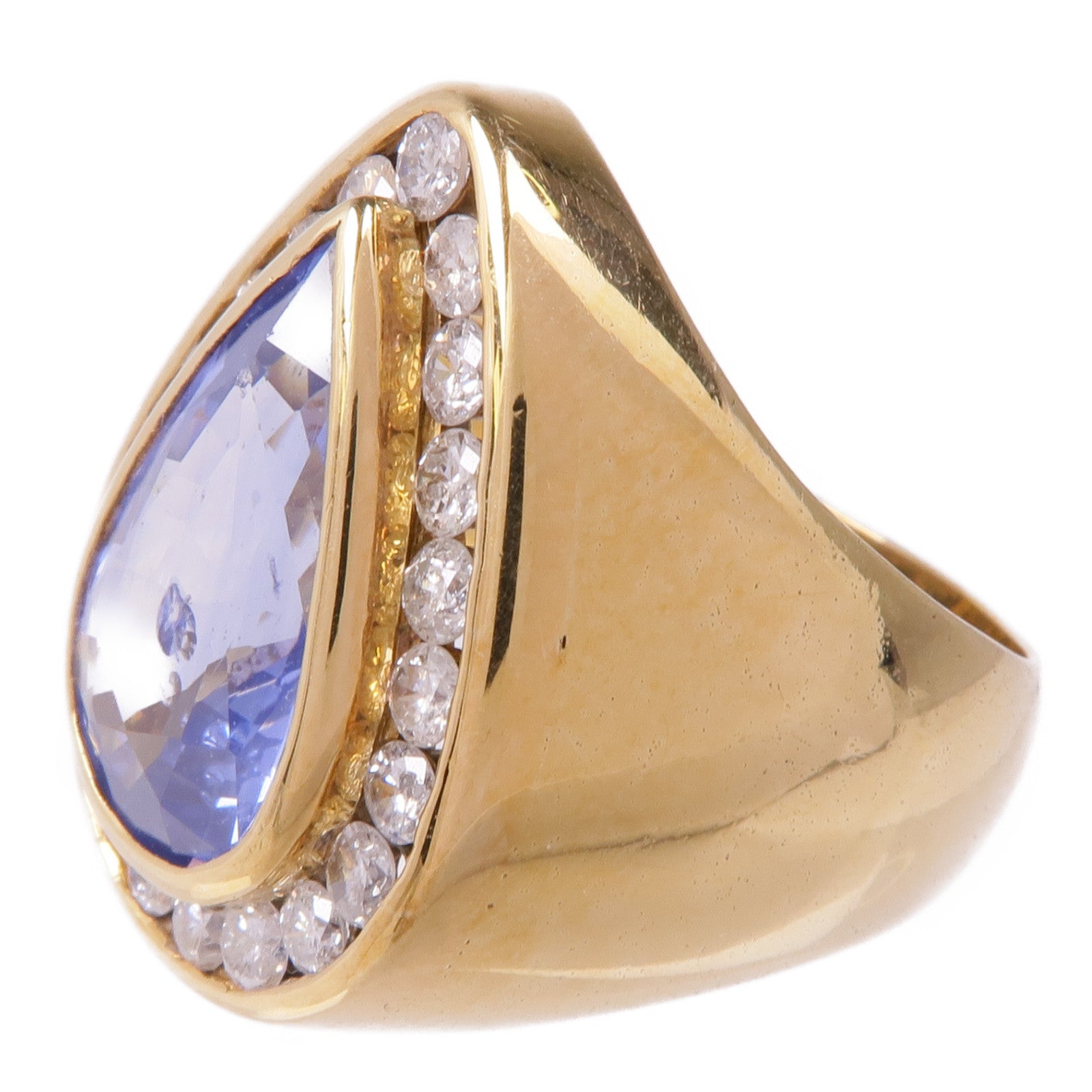 JEWELRY 【激減優惠】18K黃金Sapphire Diamond Ring藍寶石/鑽石戒指US#8.75