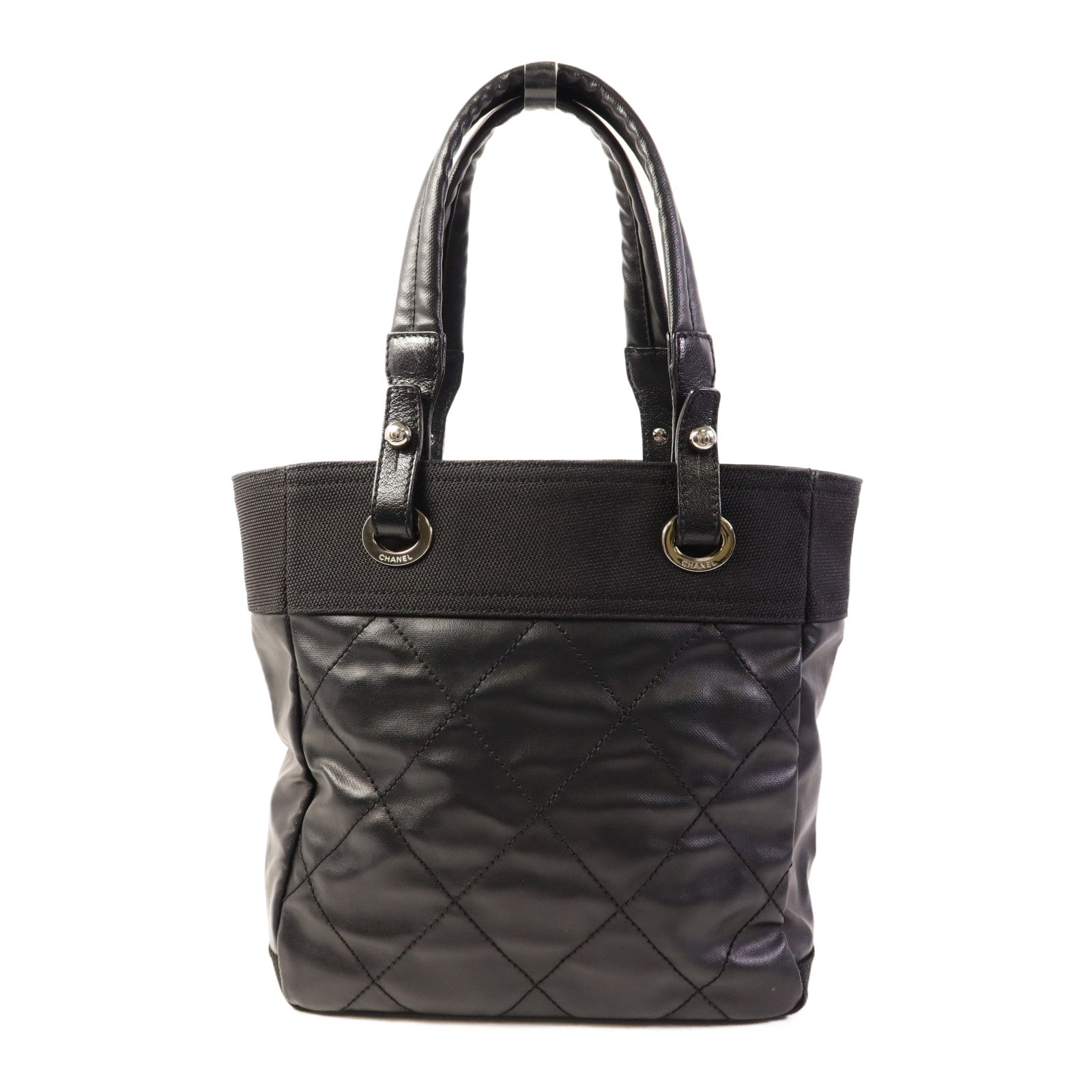 CHANEL 塗層帆布Shoulder Tote銀扣肩背袋/手挽袋