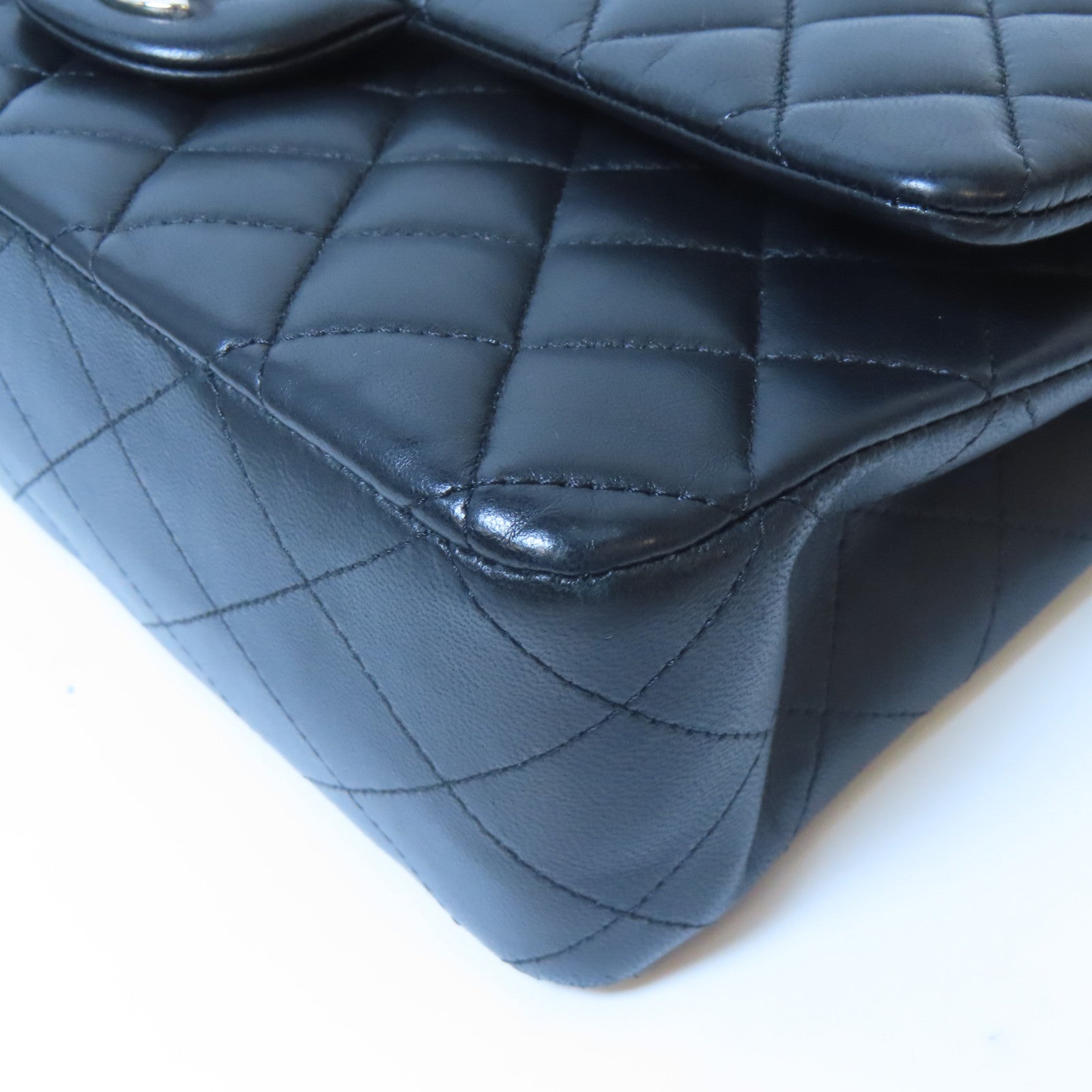 CHANEL 【激減優惠】菱格羊皮皮革Classic Flap 25cm銀扣鏈帶肩背袋黑色
