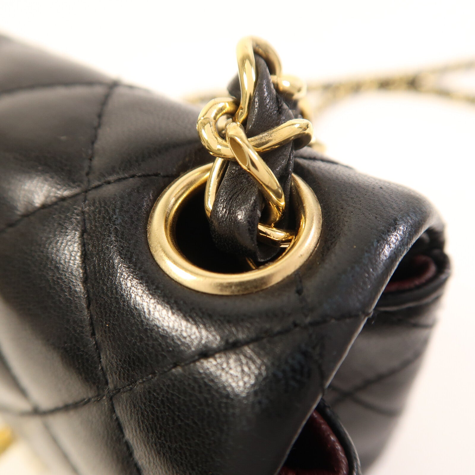 CHANEL 羊皮皮革Mini Classic 17金扣鏈帶肩背袋