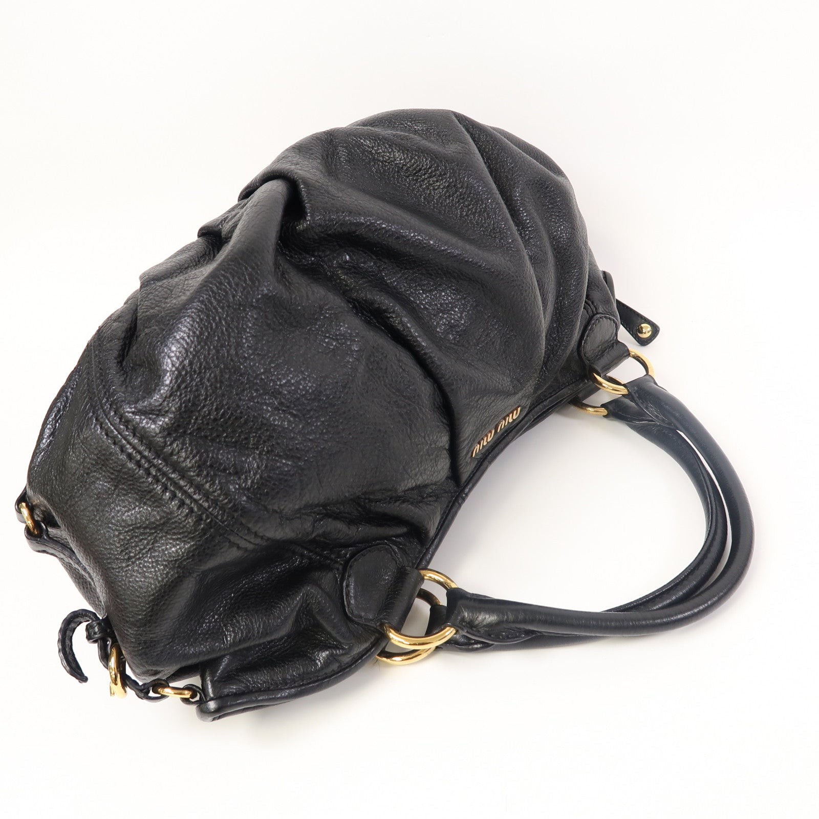 Miu Miu 牛皮皮革Hand Bag金扣手挽袋黑色