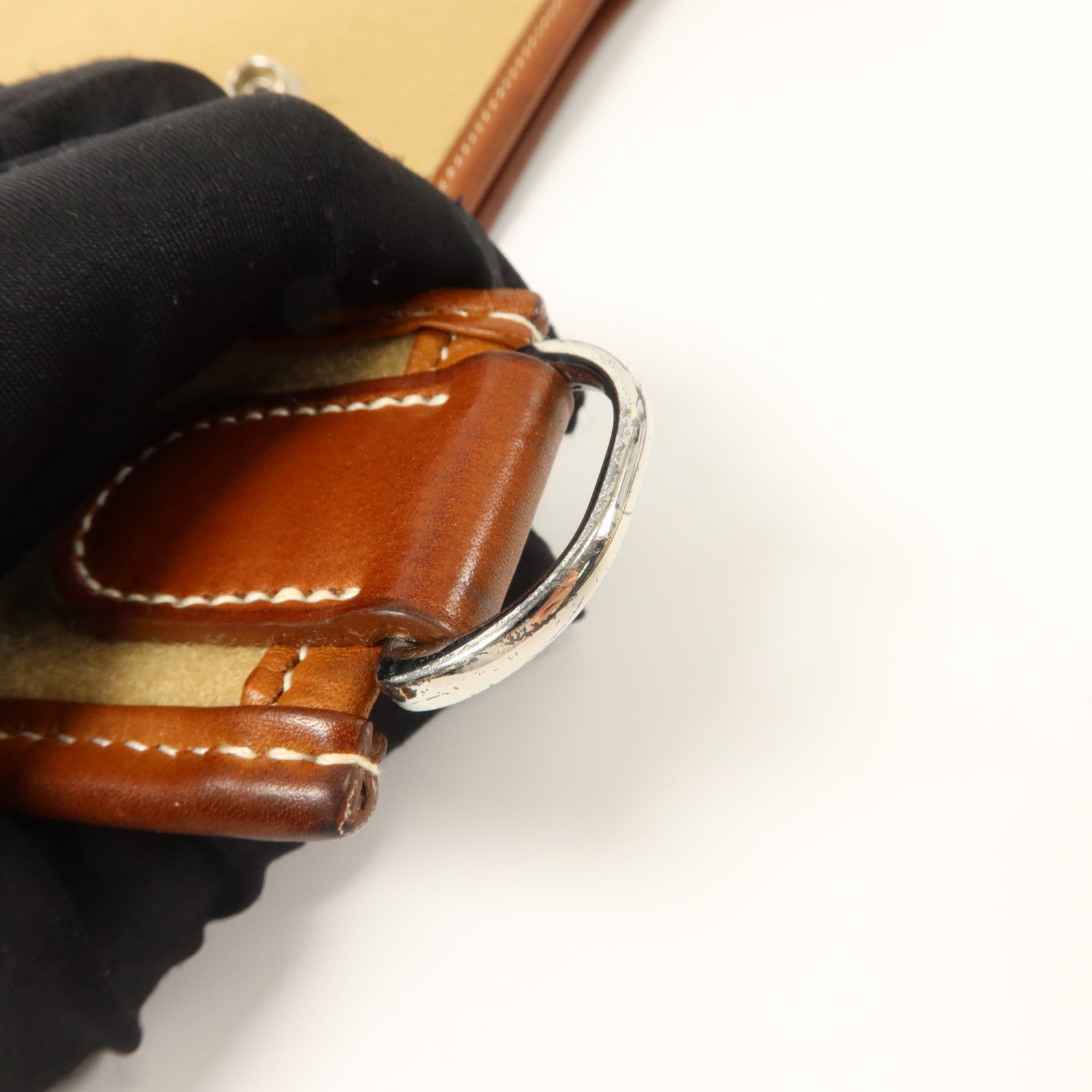 HERMES Felt/Barenia皮革Evelyne PM肩背袋Fauve/Iris