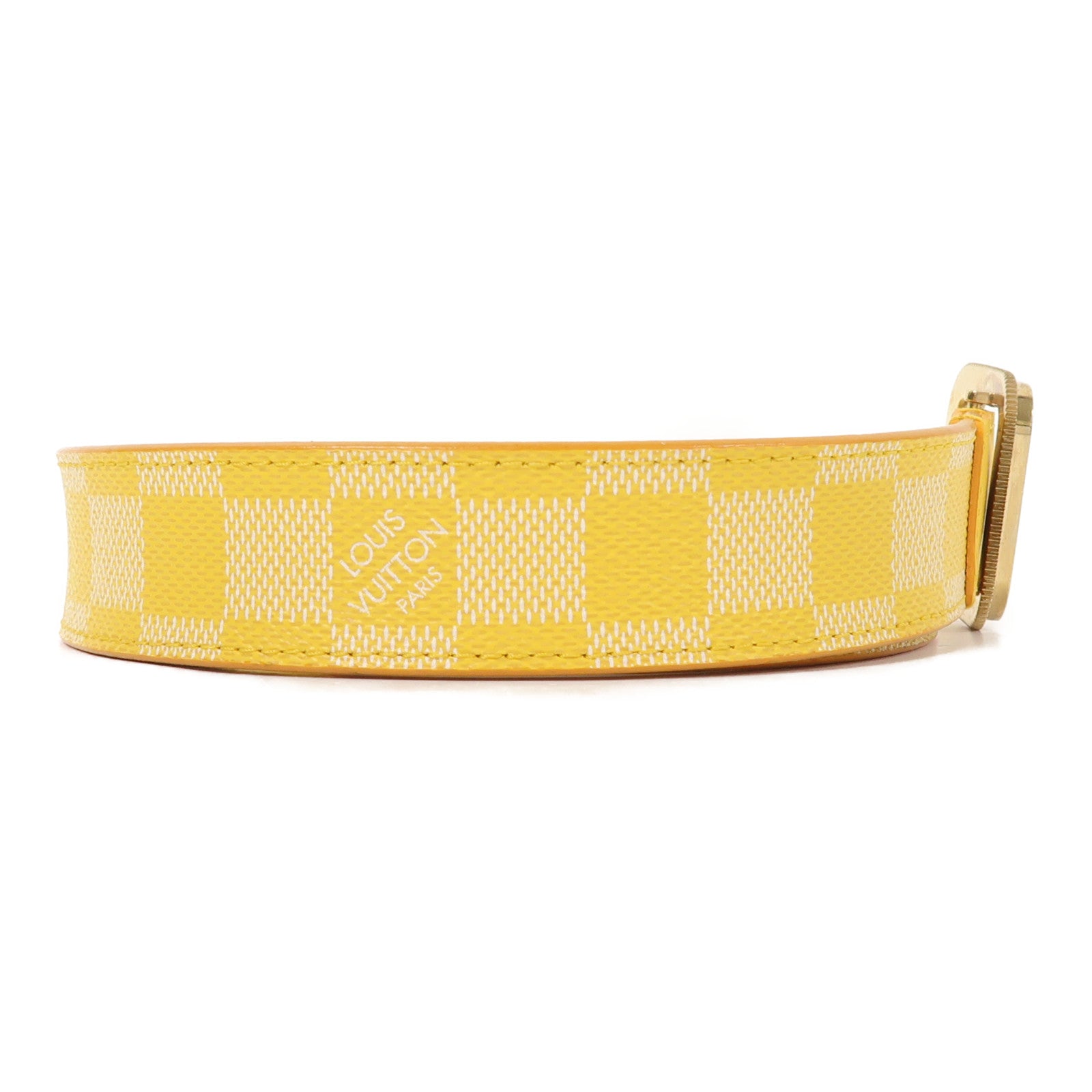 LOUIS VUITTON Monogram Belt皮帶金扣黃色