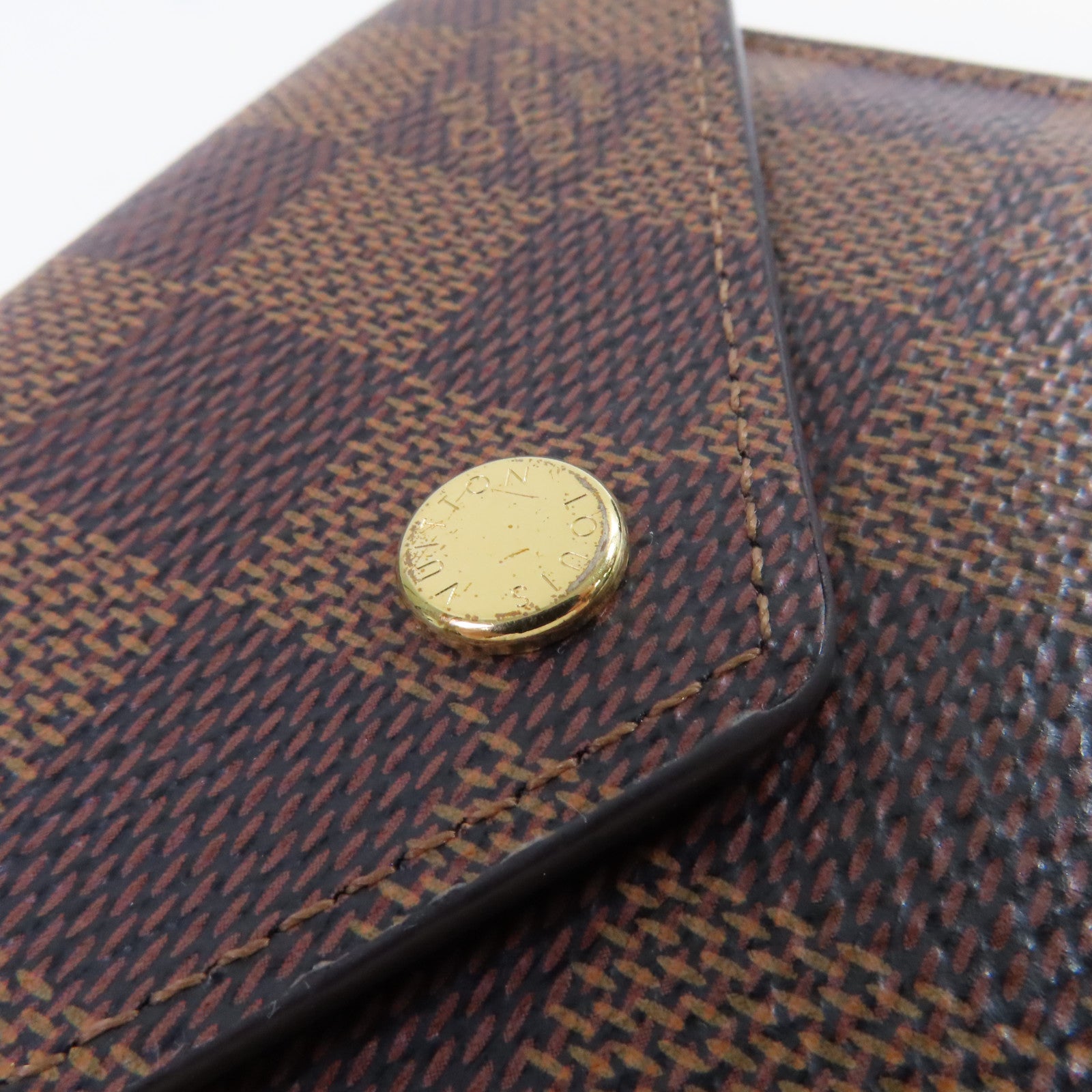 LOUIS VUITTON Damier Ebene Victorine Wallet金扣短錢包啡色/粉紅色