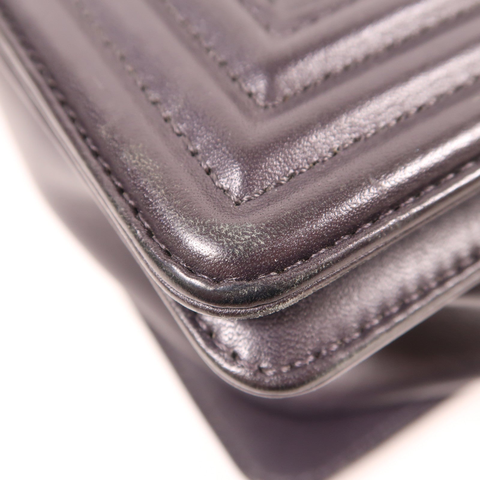 CHANEL CC GHW Boy 27 Chain Shoulder Bag Leather