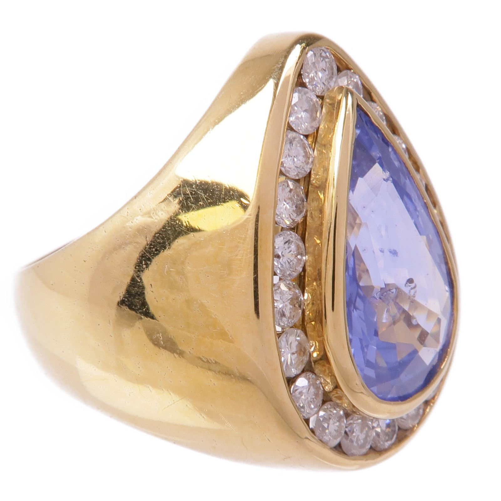 JEWELRY 【激減優惠】18K黃金Sapphire Diamond Ring藍寶石/鑽石戒指US#8.75