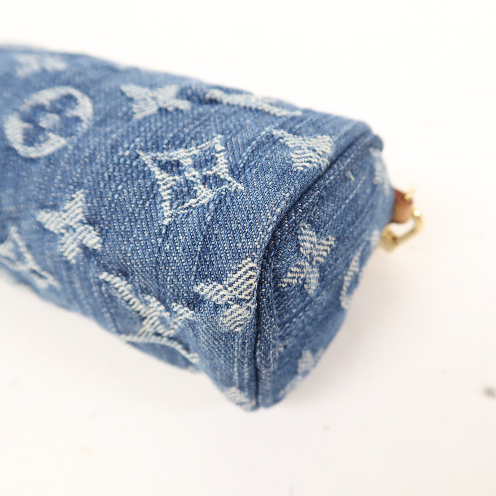 LOUIS VUITTON Monogram Denim Trousse Speedy PM Pouch金扣零錢包藍色