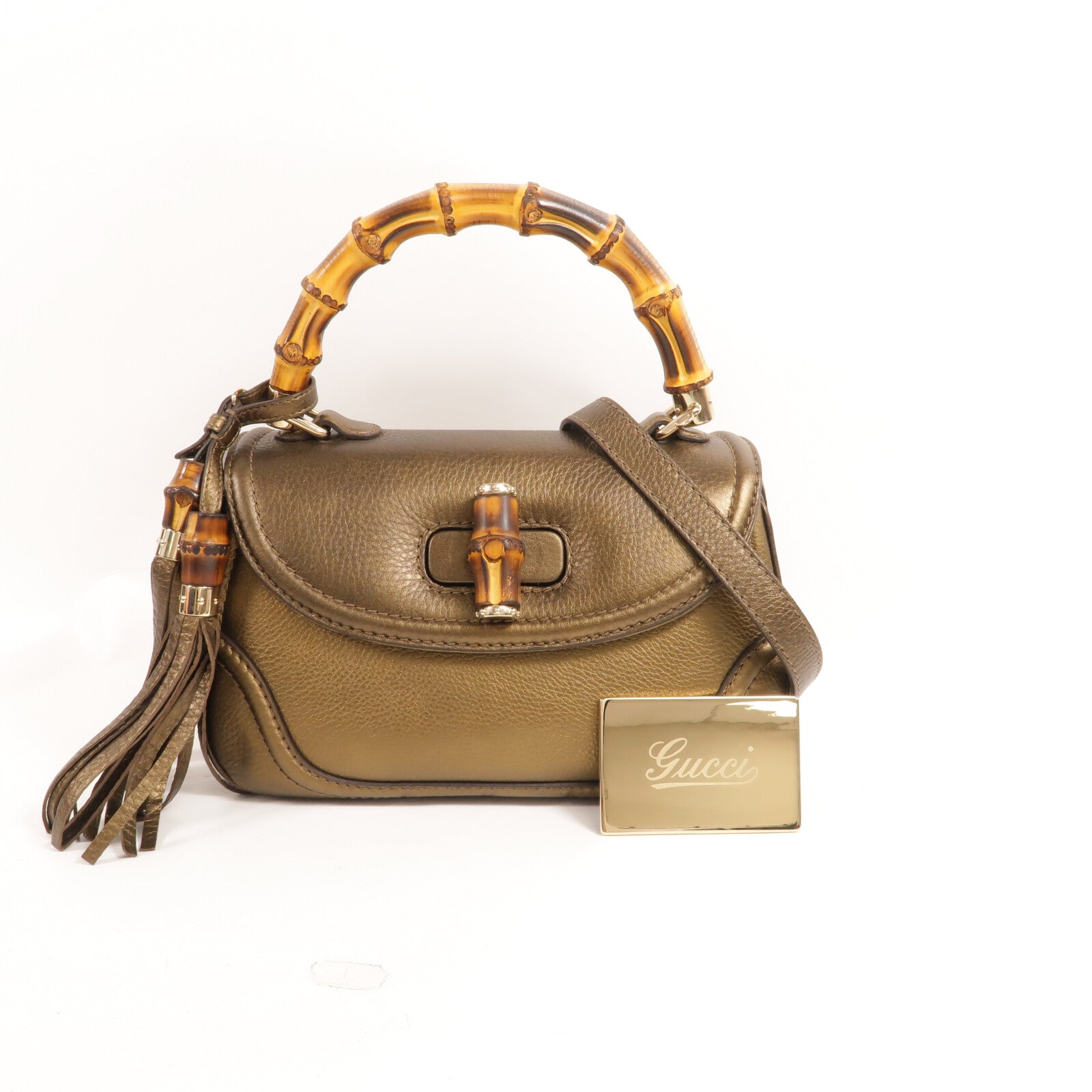 GUCCI 牛皮皮革New Bamboo With Top Handle手挽肩背兩用袋