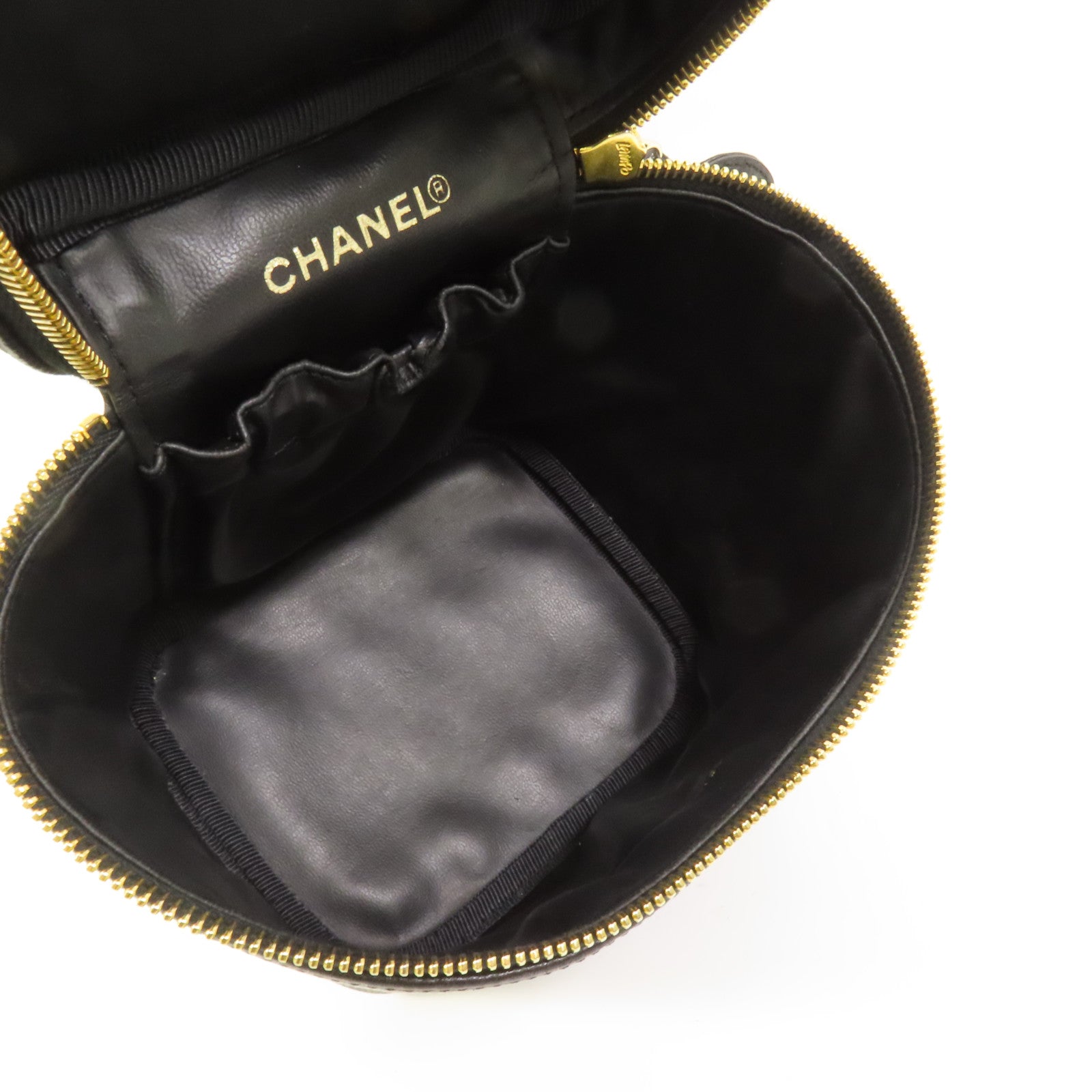 CHANEL 牛皮皮革Vintage Vanity Case金扣手挽袋