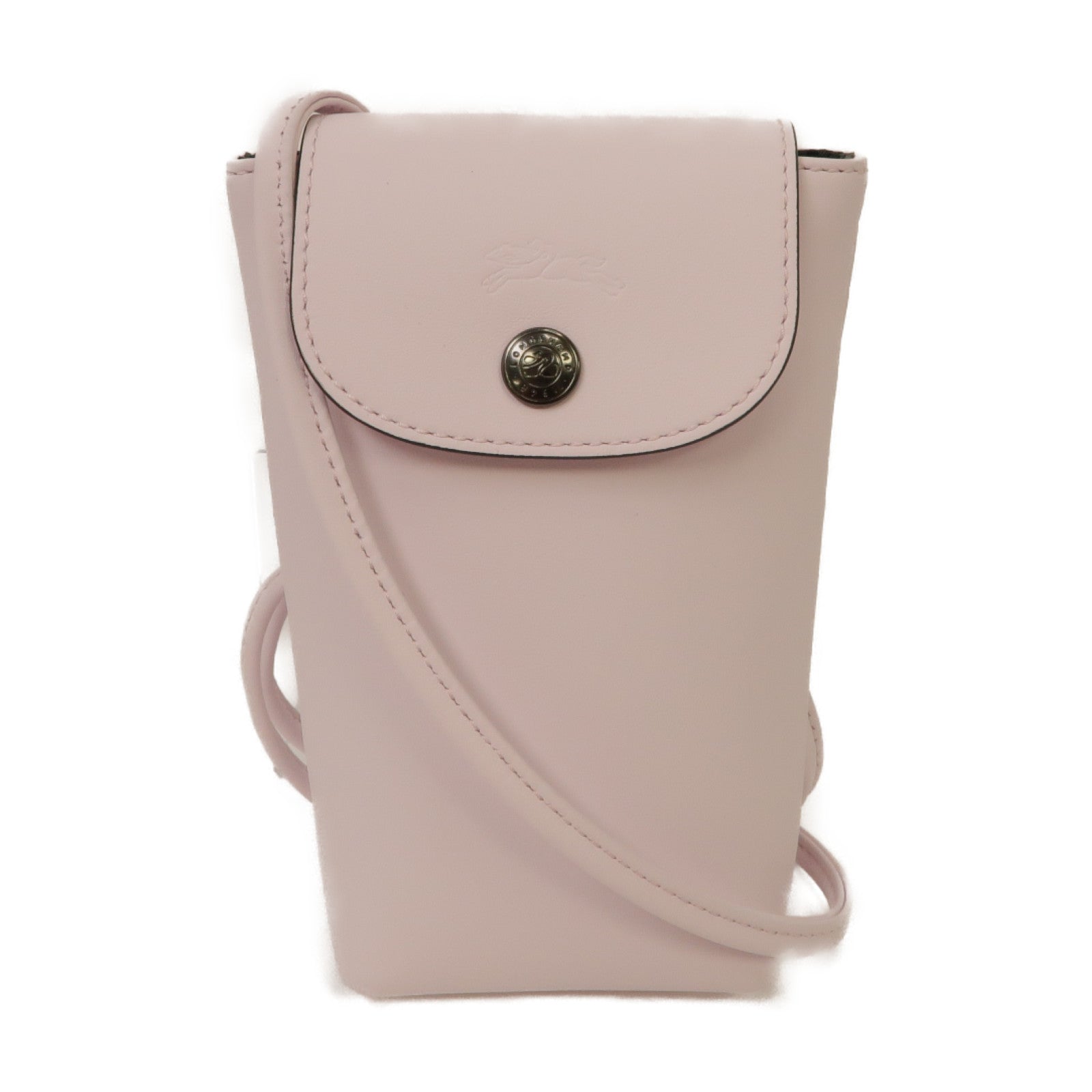 Longchamp 牛皮皮革Shoulder Bag銀扣肩背袋粉紅色