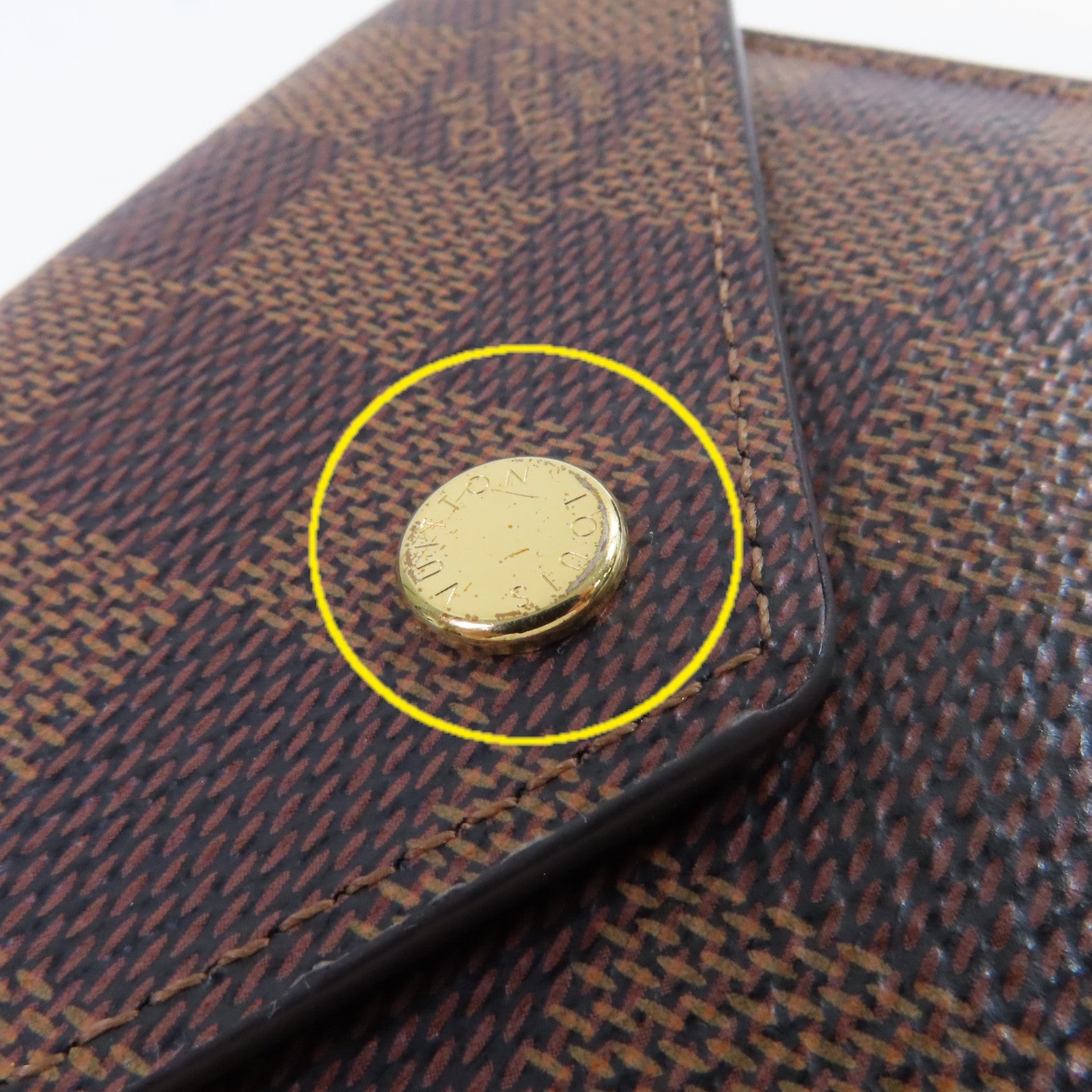 LOUIS VUITTON Damier Ebene Victorine Wallet金扣短錢包啡色/粉紅色