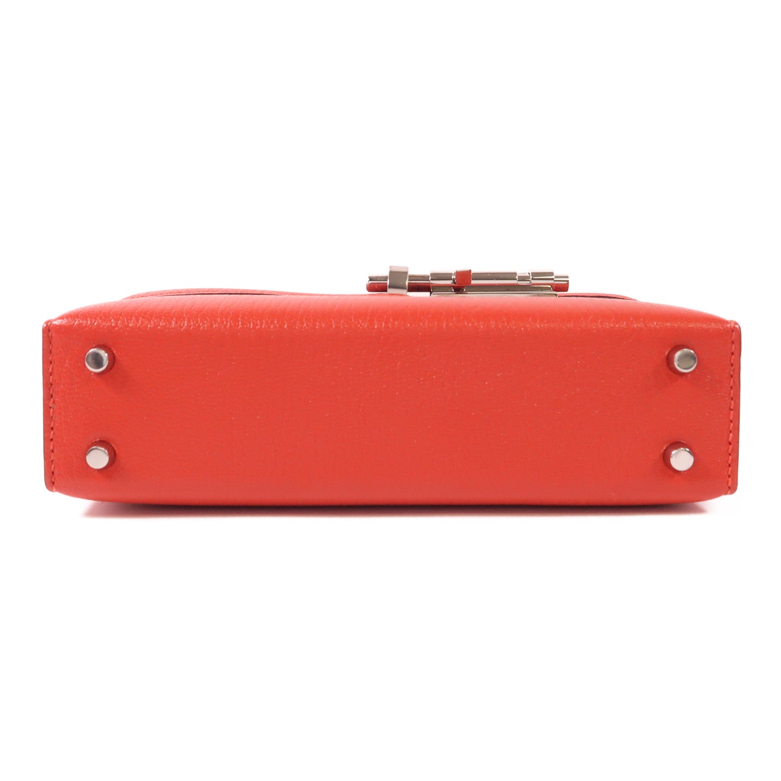 HERMES 【激減優惠】Chevre皮革Verrou Mini銀扣鏈帶肩背袋Rouge Tomate