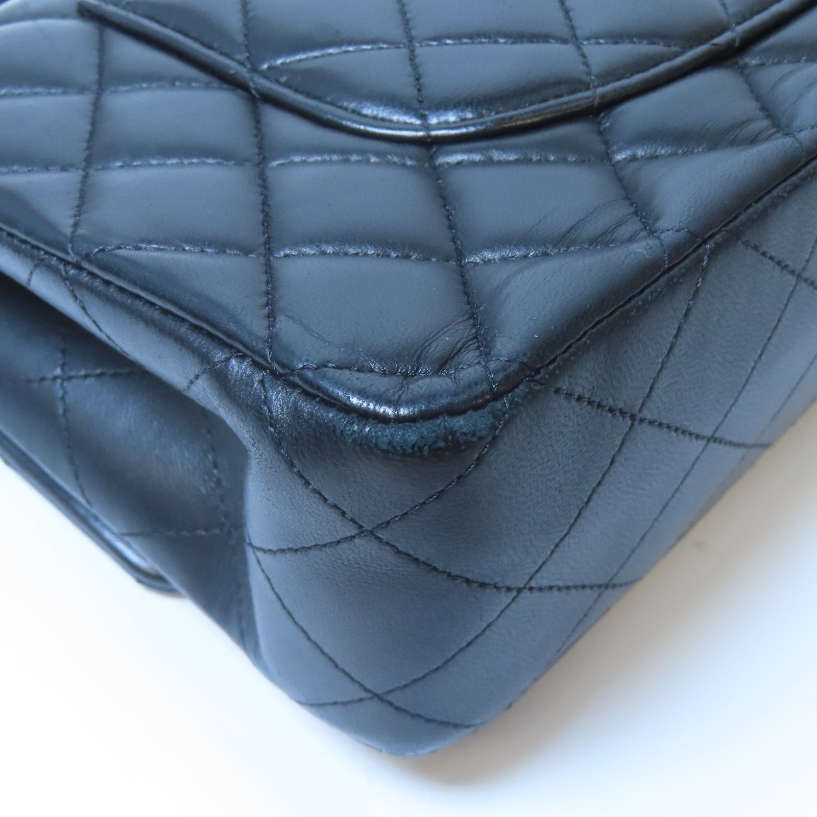 CHANEL 【激減優惠】菱格羊皮皮革Classic Flap 25cm銀扣鏈帶肩背袋黑色