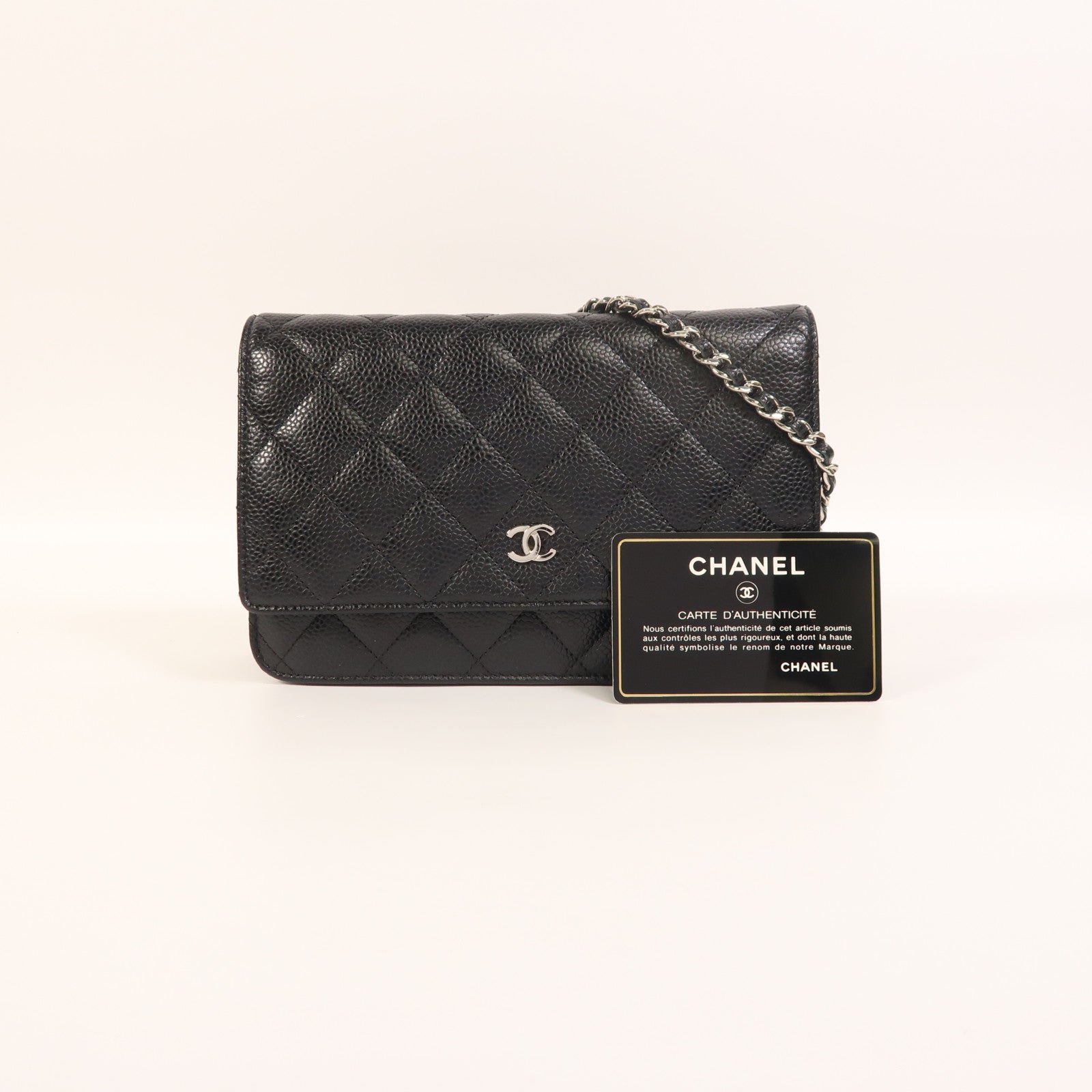 CHANEL 牛皮皮革WOC Wallet On Chain銀扣鏈帶肩背袋