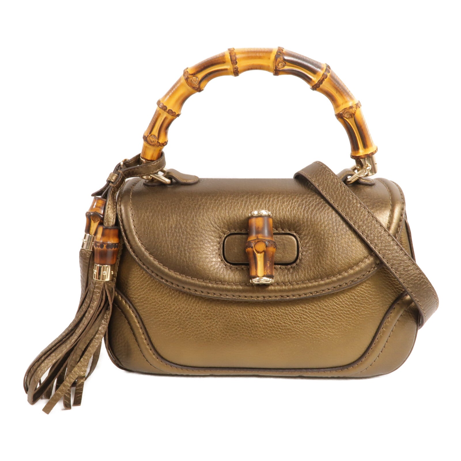 GUCCI 牛皮皮革New Bamboo With Top Handle手挽肩背兩用袋