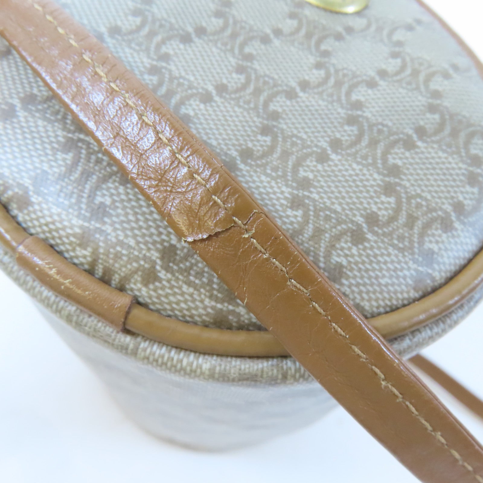 CELINE (PRICE DOWN) GHW Shoulder Crossbody Bag PVC Coated Canvas Brown