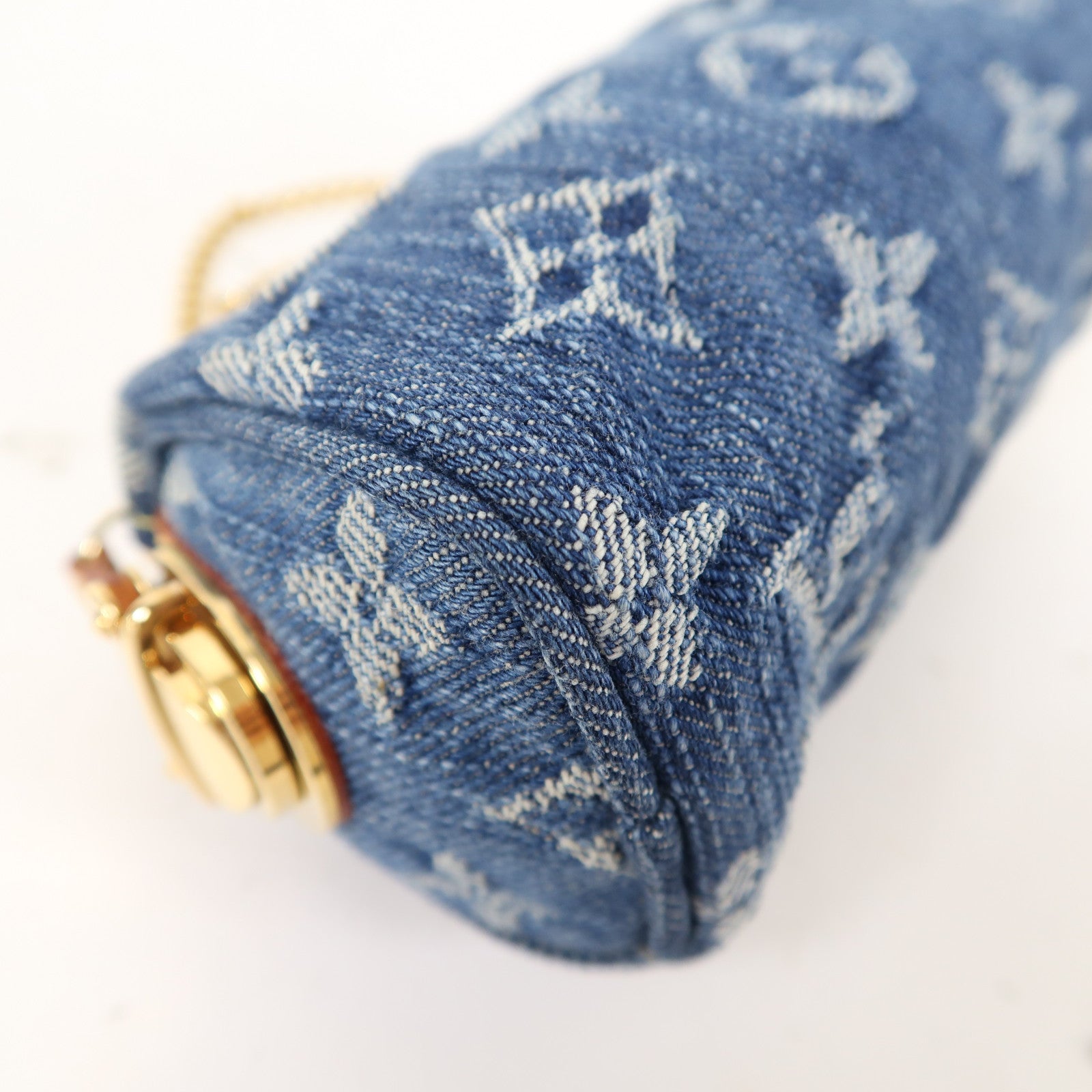 LOUIS VUITTON Monogram Denim Trousse Speedy PM Pouch金扣零錢包藍色
