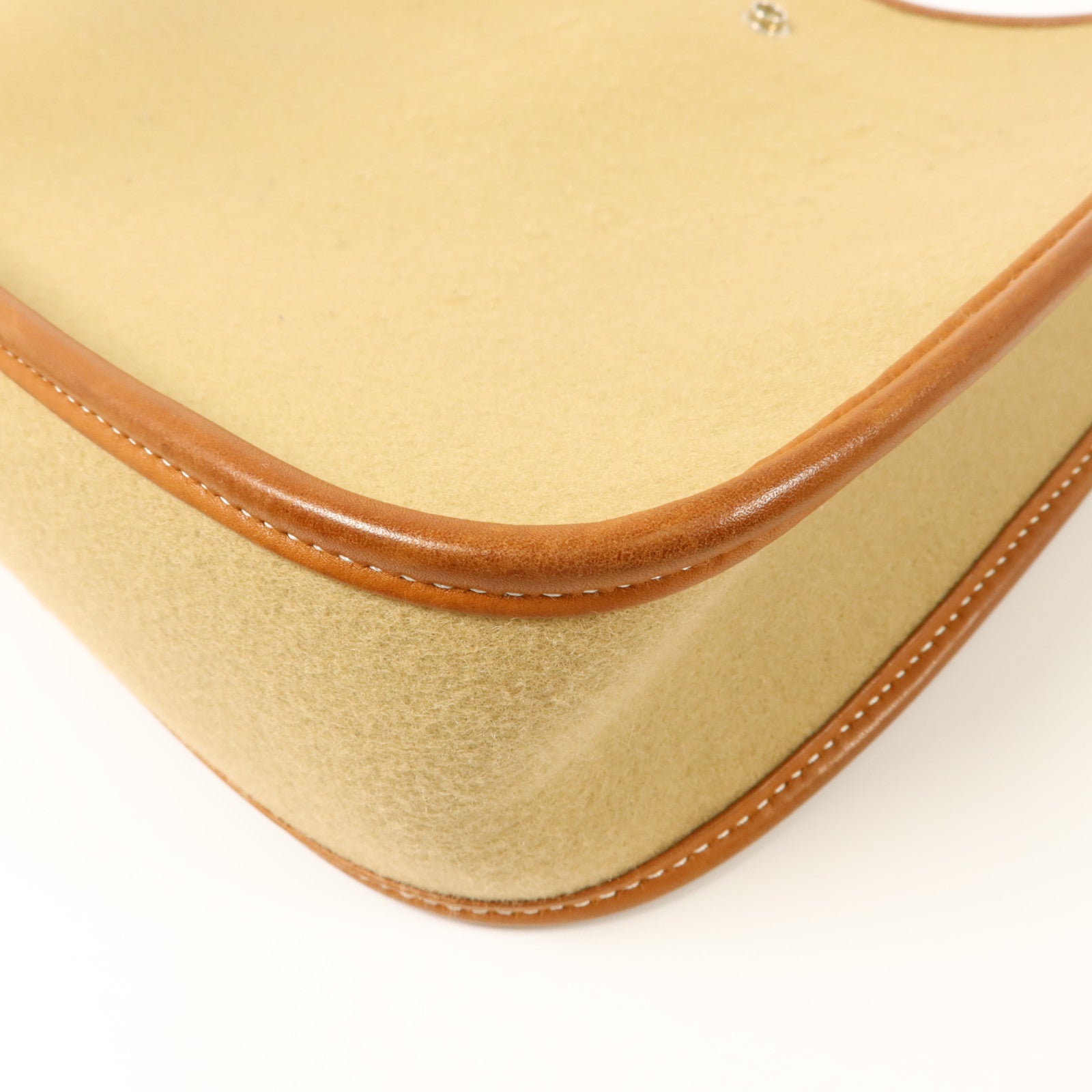 HERMES Felt/Barenia皮革Evelyne PM肩背袋Fauve/Iris