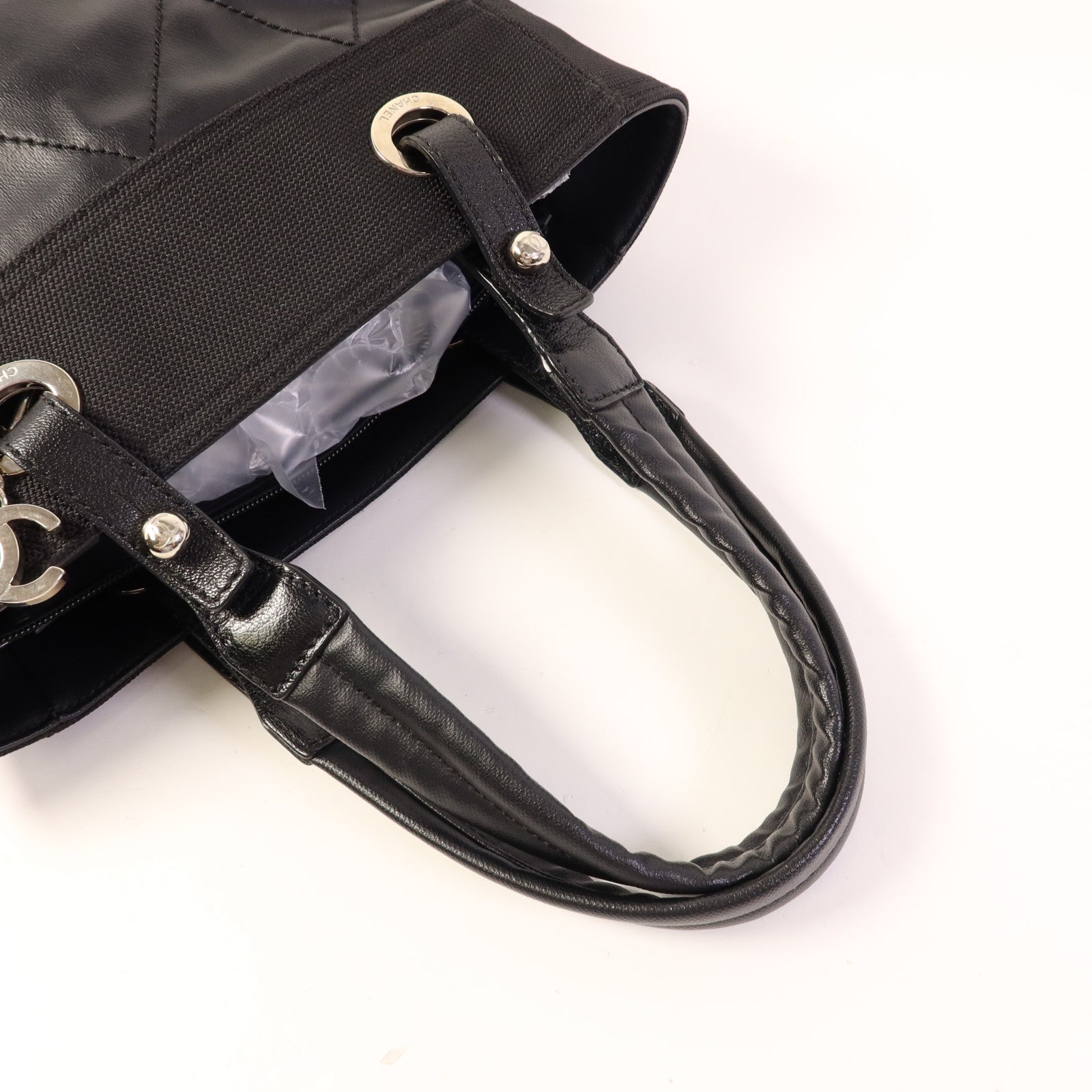 CHANEL 塗層帆布Shoulder Tote銀扣肩背袋/手挽袋