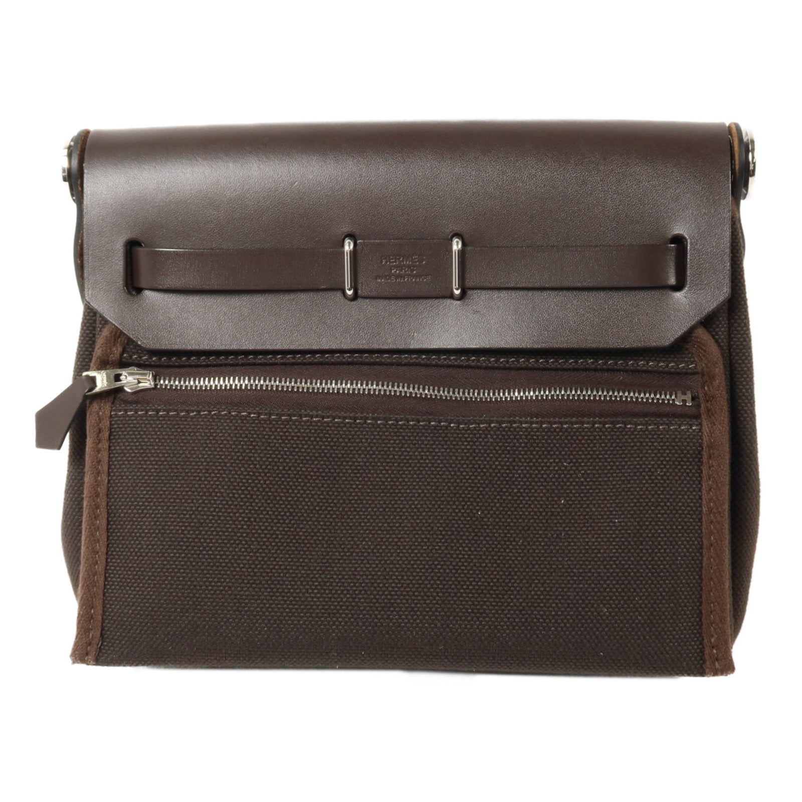 HERMES 帆布Mini Herbag肩背袋Ebene