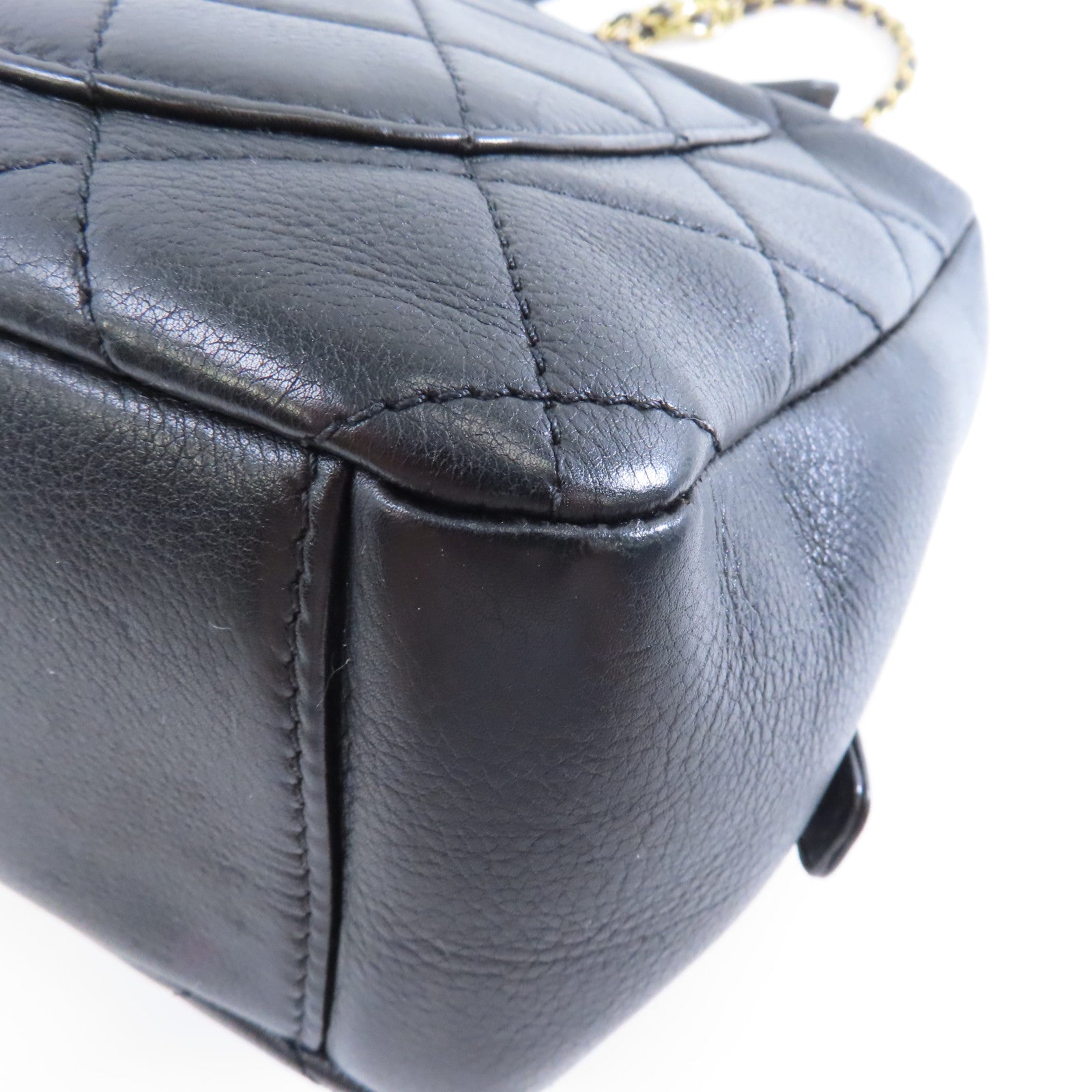 CHANEL 菱格羊皮皮革2way Shoulder Bag金扣手挽肩背兩用袋黑色