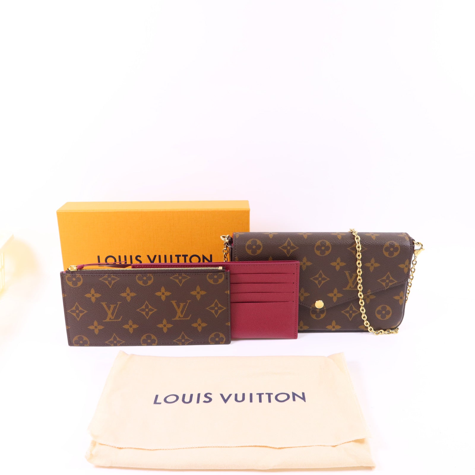 LOUIS VUITTON Monogram Felicie Pochette金扣鏈帶肩背袋