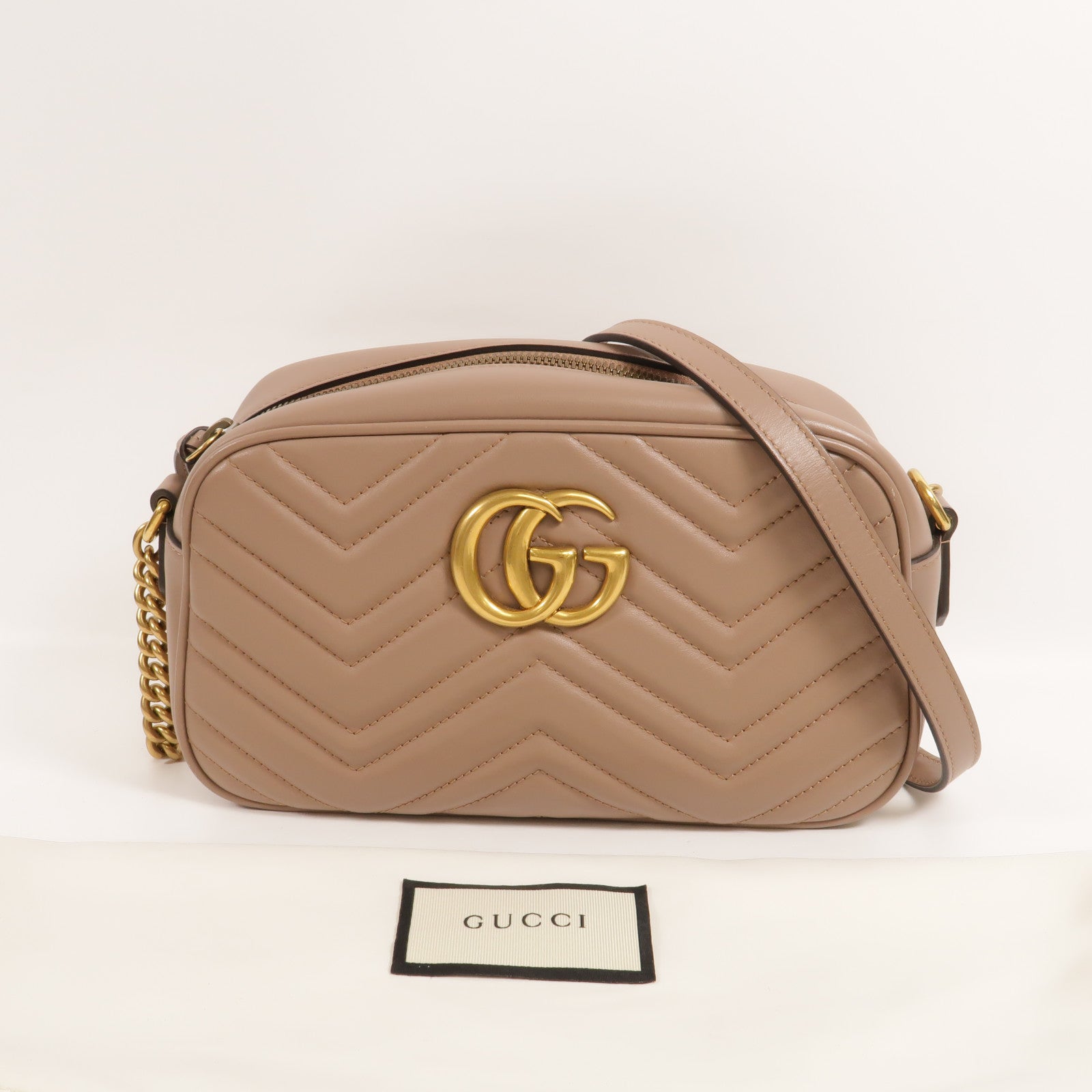 GUCCI 牛皮皮革GG Marmont Small鏈帶肩背袋