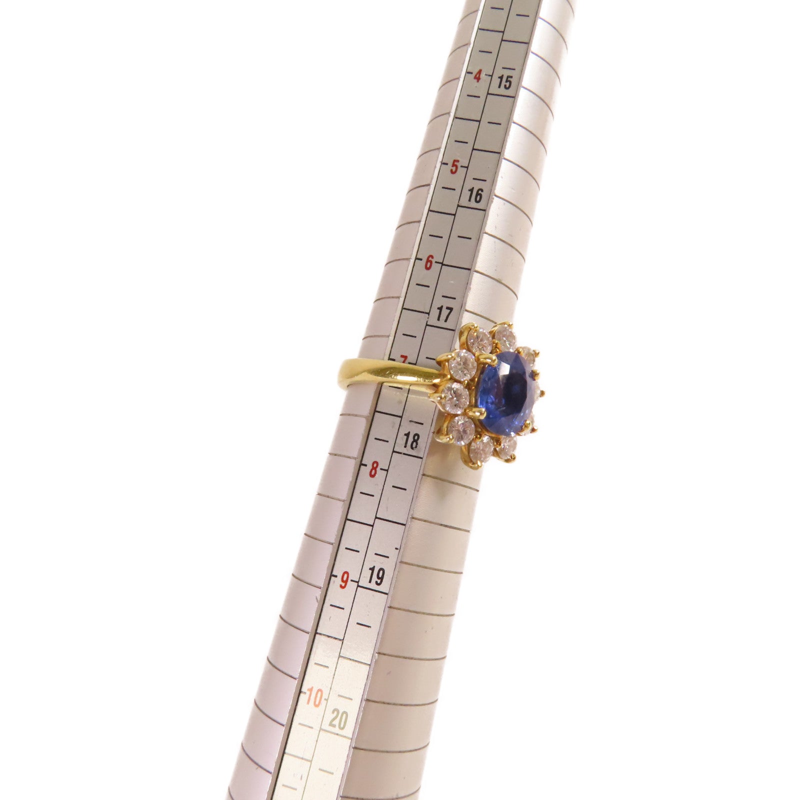 JEWELRY 18K黃金/藍寶石/鑽石Sapphire Diamond Ring戒指US#7.25