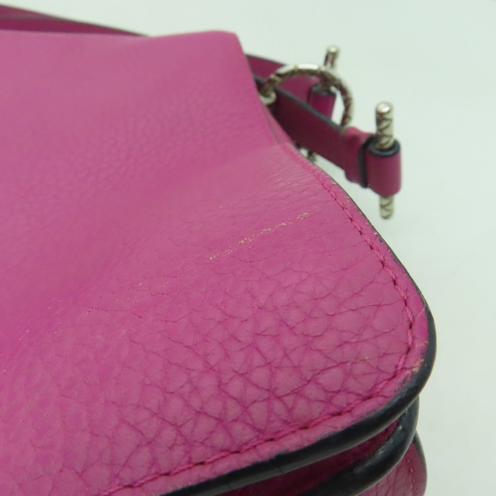 LOEWE 【激減優惠】牛皮皮革Shoulder Bag銀扣肩背袋紫紅色