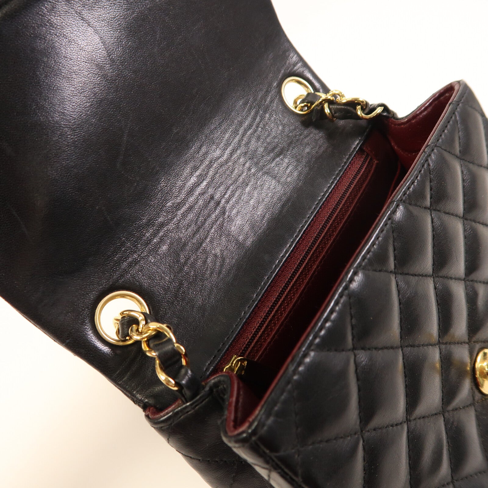 CHANEL 羊皮皮革Mini Classic 17金扣鏈帶肩背袋