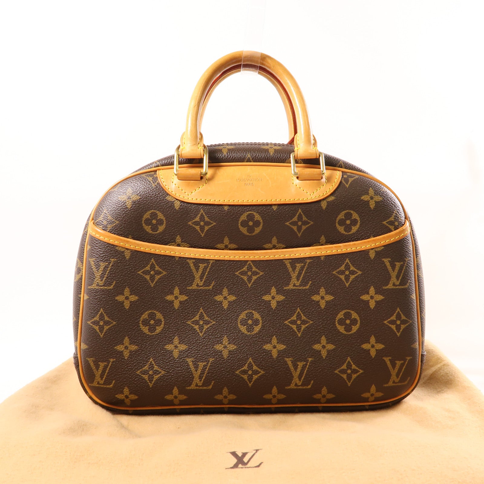 LOUIS VUITTON Monogram Trouville金扣手挽袋棕色