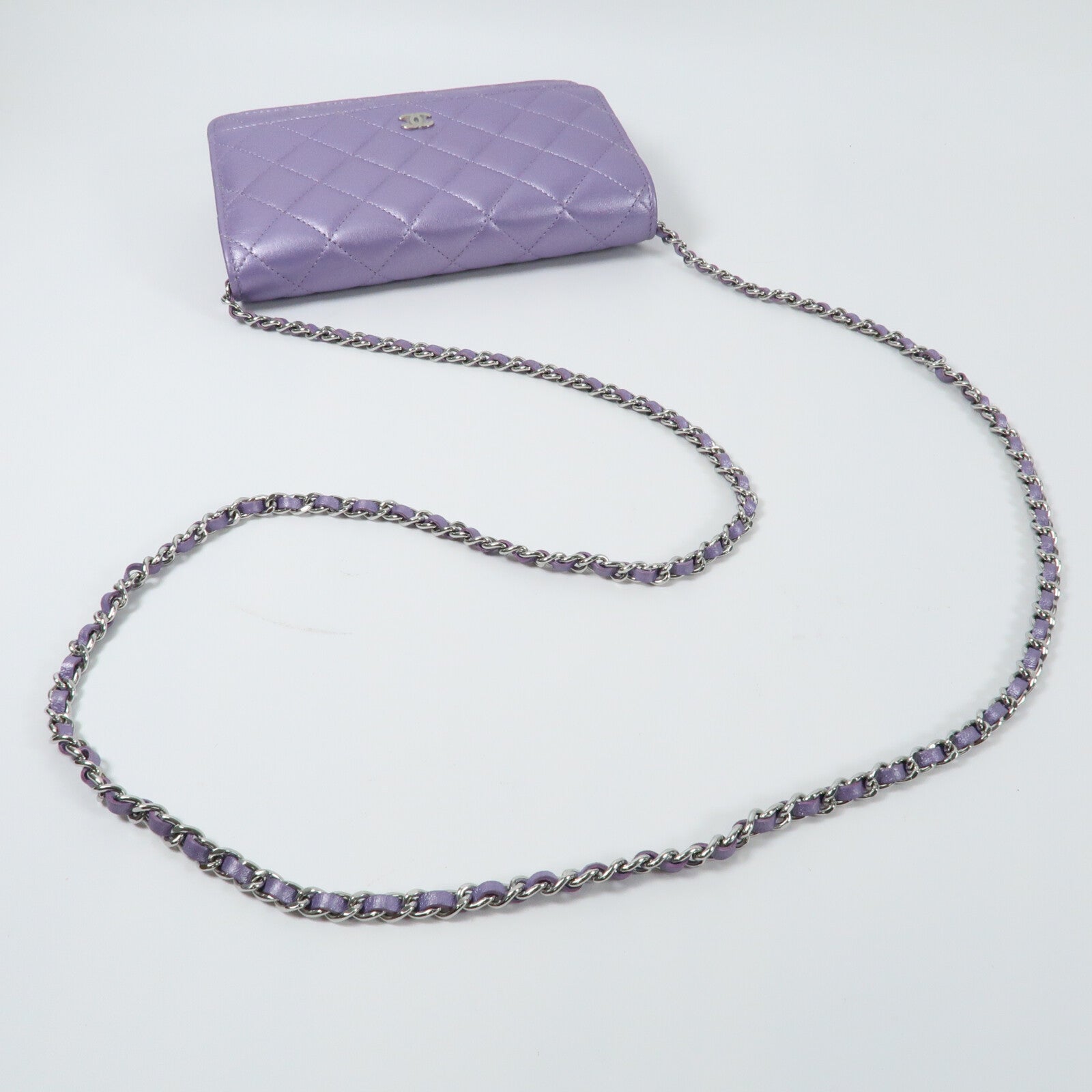 CHANEL 羊皮皮革WOC Wallet On Chain銀扣鏈帶肩背袋