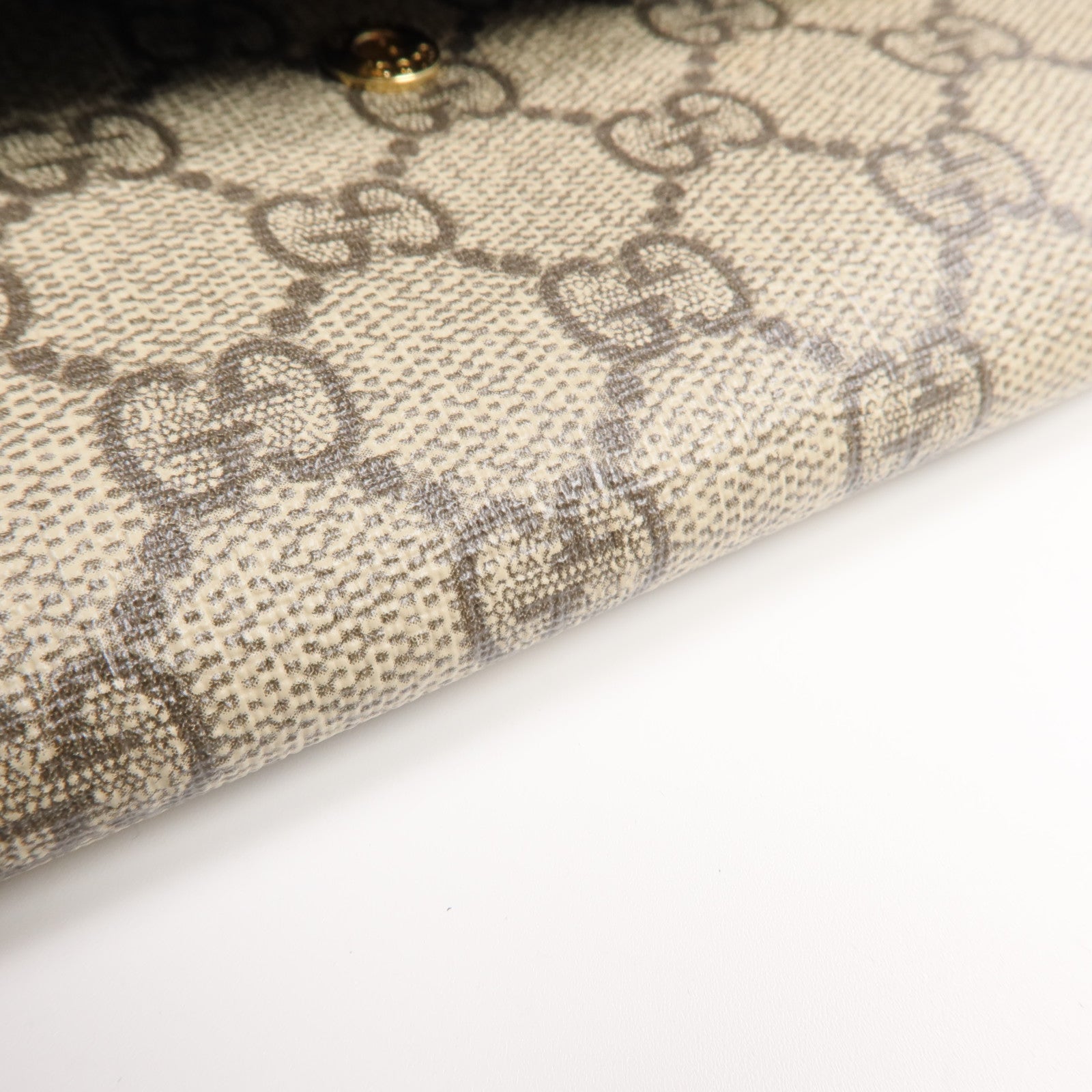 GUCCI 塗層帆布/皮革Long Wallet金扣長錢包