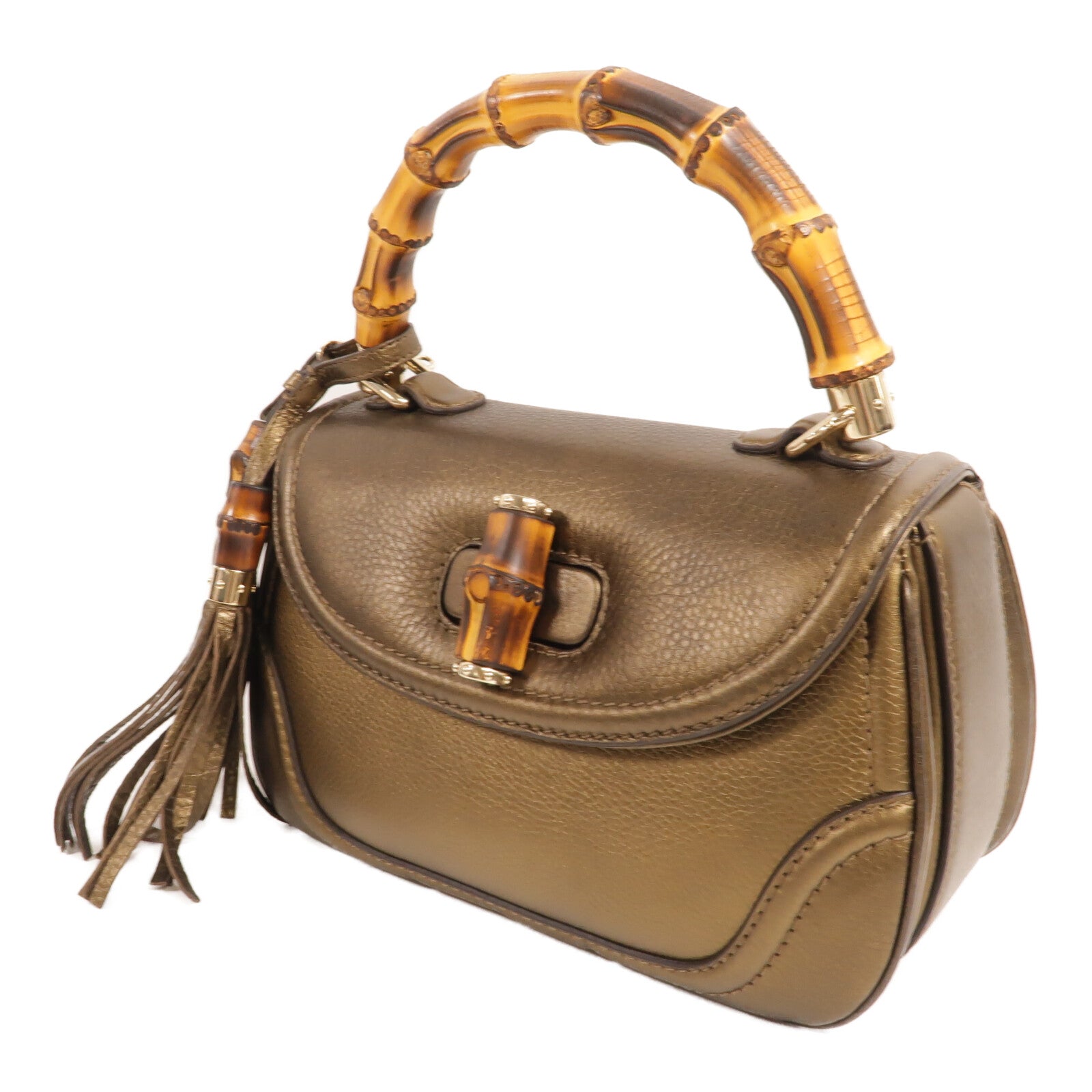 GUCCI 牛皮皮革New Bamboo With Top Handle手挽肩背兩用袋