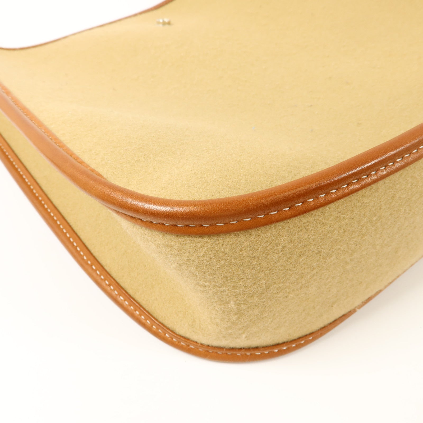 HERMES Felt/Barenia皮革Evelyne PM肩背袋Fauve/Iris