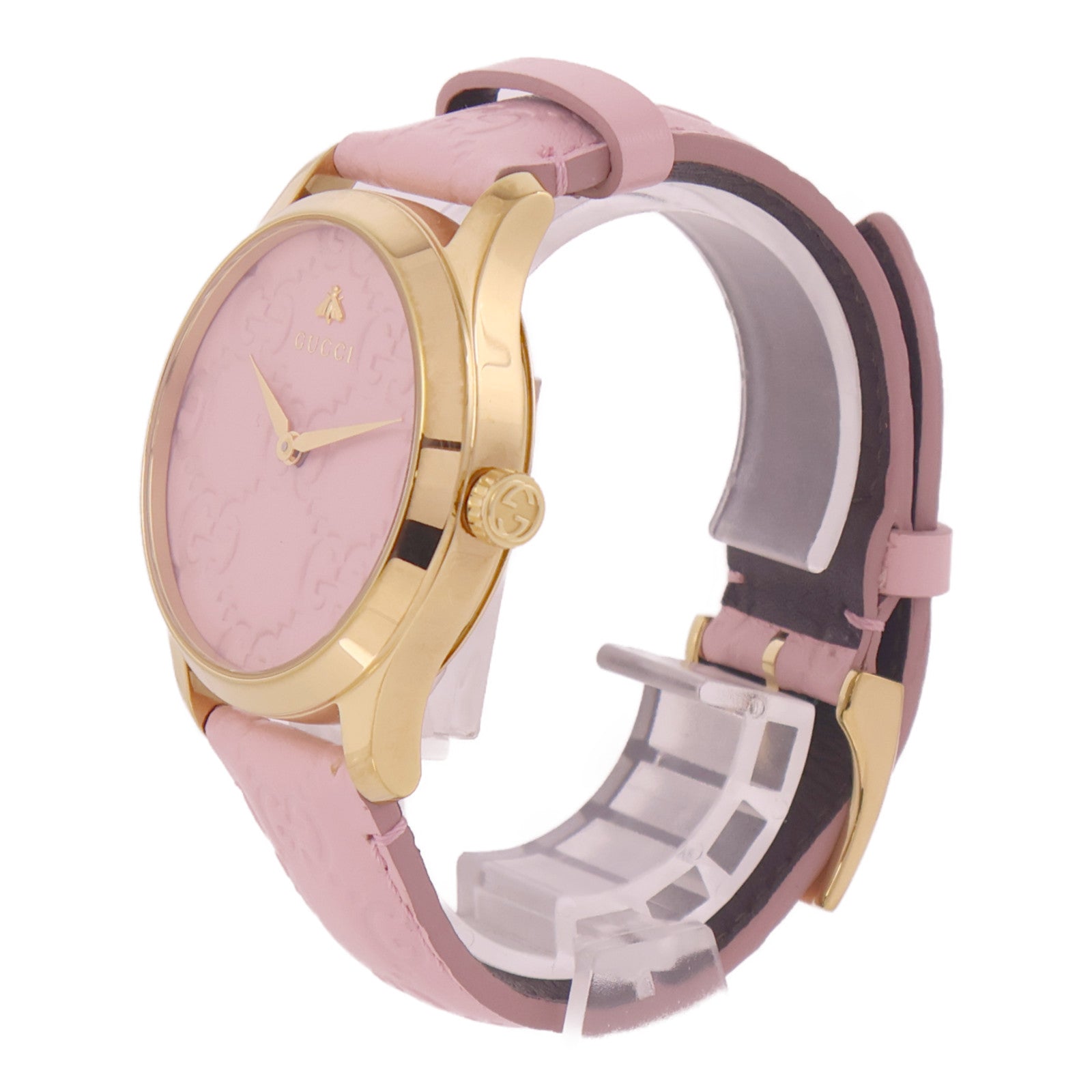 GUCCI G-Timeless不鏽鋼手錶石英機芯粉紅色