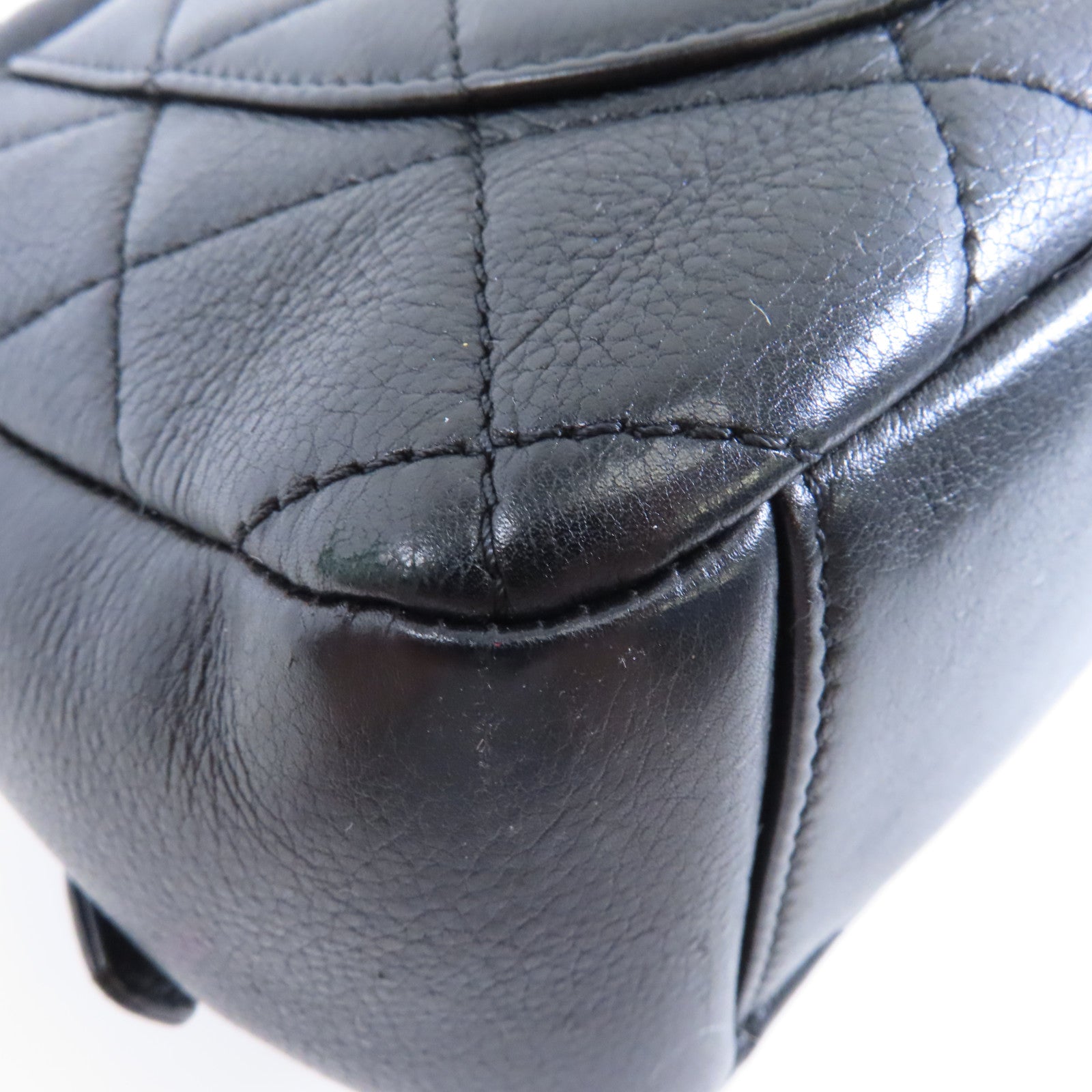 CHANEL 菱格羊皮皮革2way Shoulder Bag金扣手挽肩背兩用袋黑色