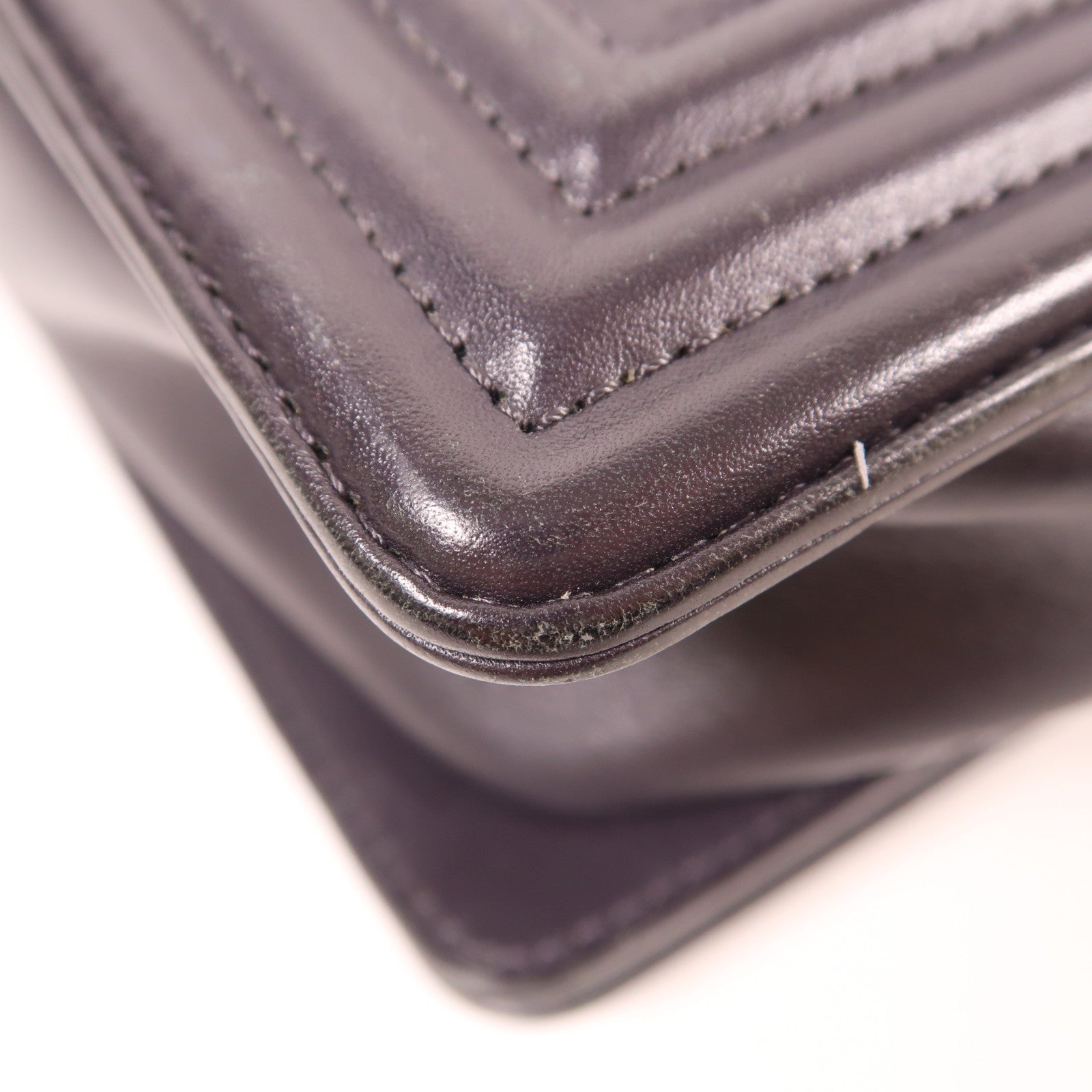 CHANEL CC GHW Boy 27 Chain Shoulder Bag Leather