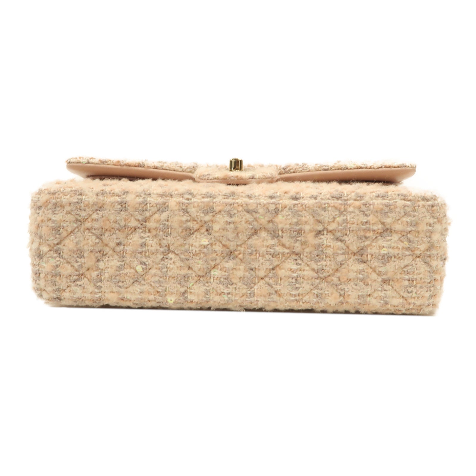 CHANEL 斜紋軟呢Classic 25金扣鏈帶肩背袋粉紅色