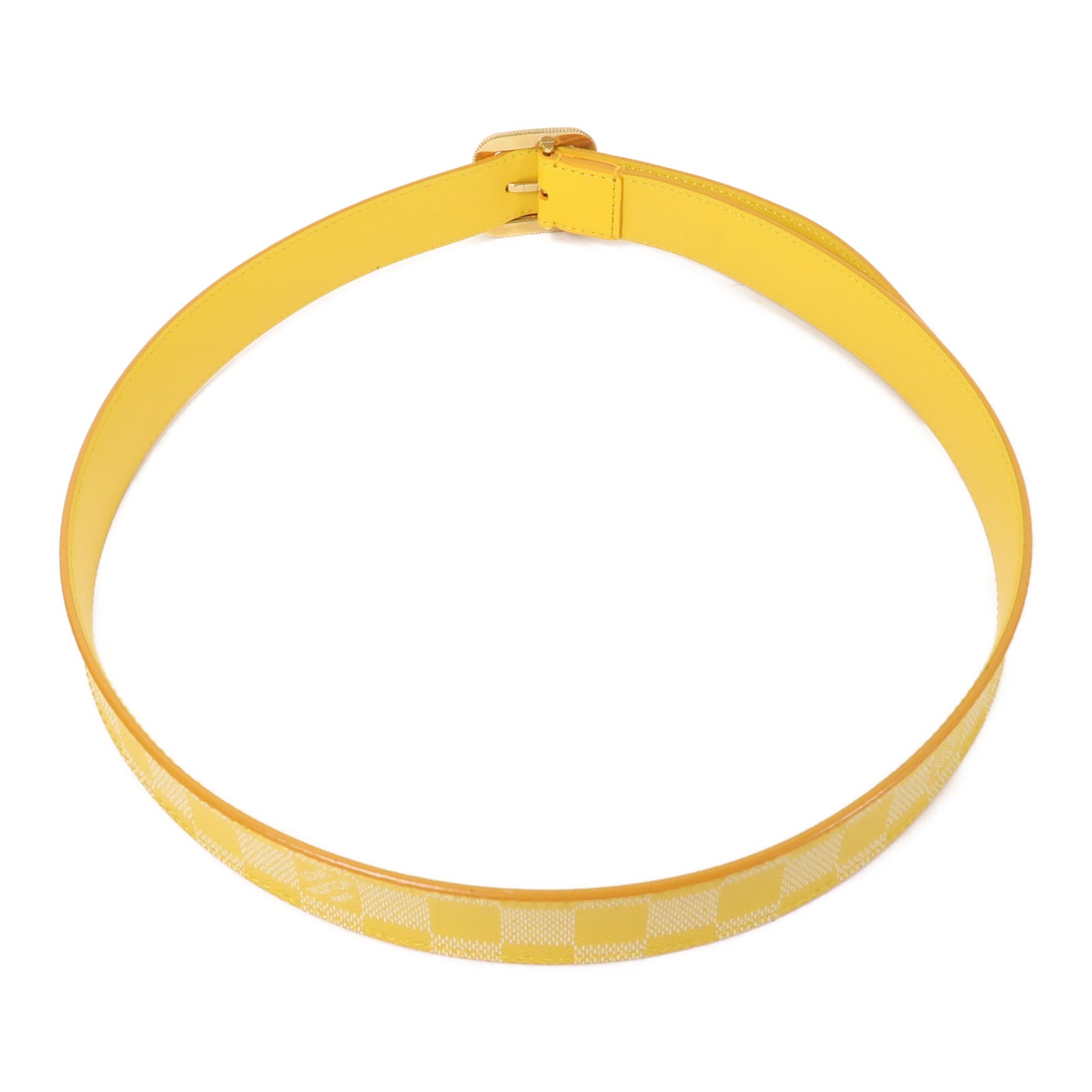 LOUIS VUITTON Monogram Belt皮帶金扣黃色