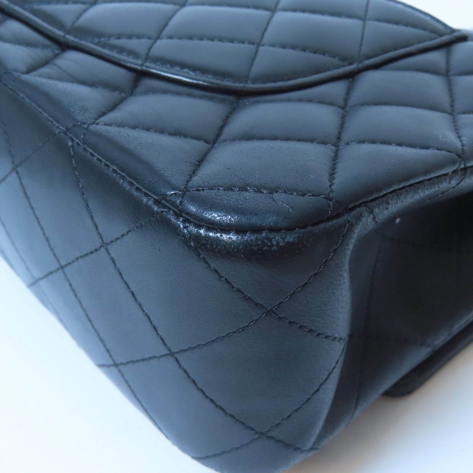 CHANEL 【激減優惠】菱格羊皮皮革Classic Flap 25cm銀扣鏈帶肩背袋黑色