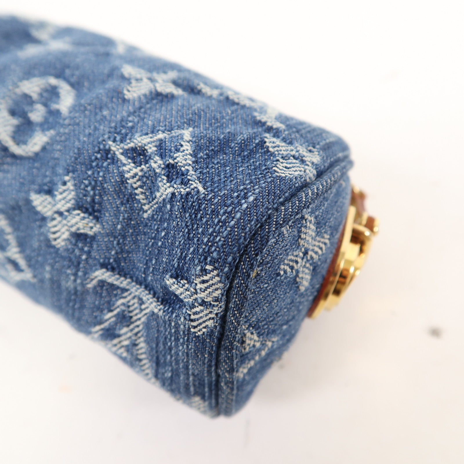 LOUIS VUITTON Monogram Denim Trousse Speedy PM Pouch金扣零錢包藍色