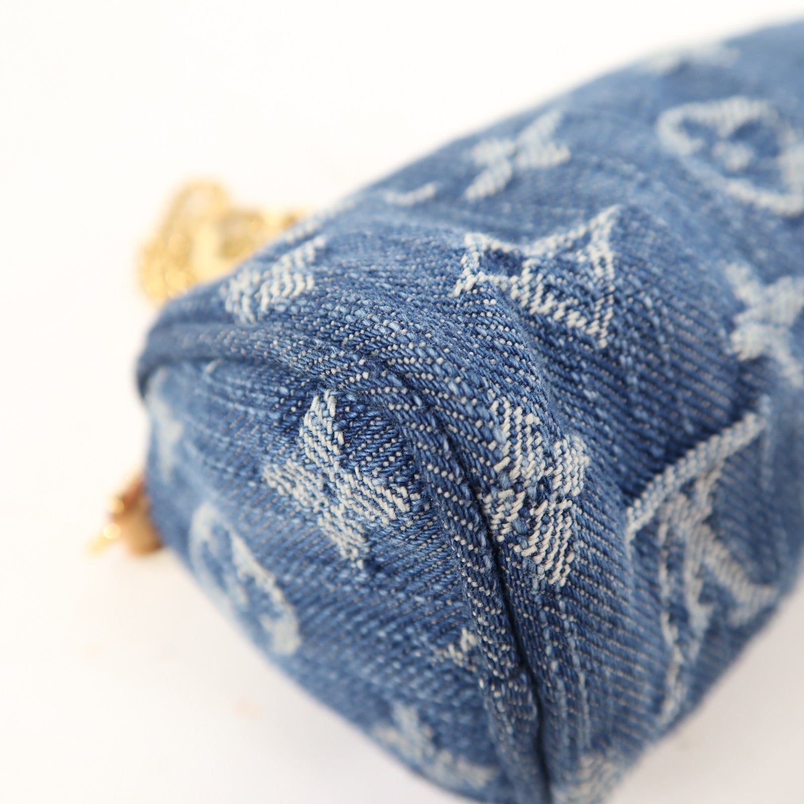 LOUIS VUITTON Monogram Denim Trousse Speedy PM Pouch金扣零錢包藍色