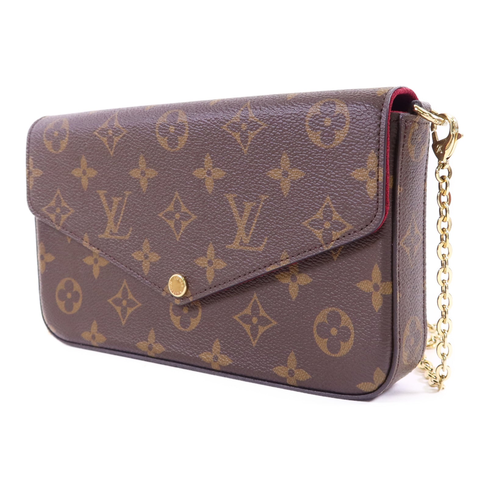 LOUIS VUITTON Monogram Felicie Pochette金扣鏈帶肩背袋