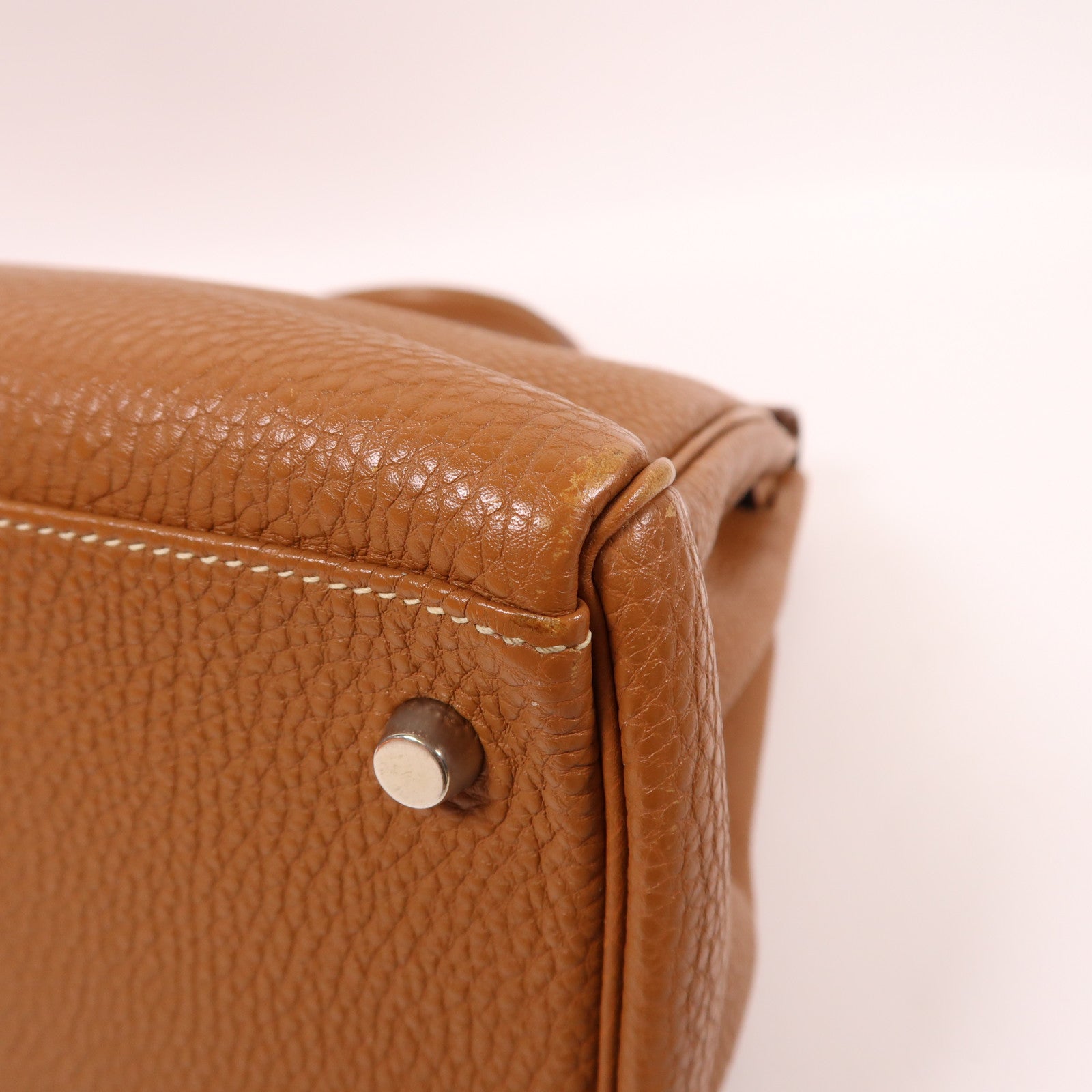 HERMES Togo皮革Kelly 35銀扣手挽肩背兩用袋金色
