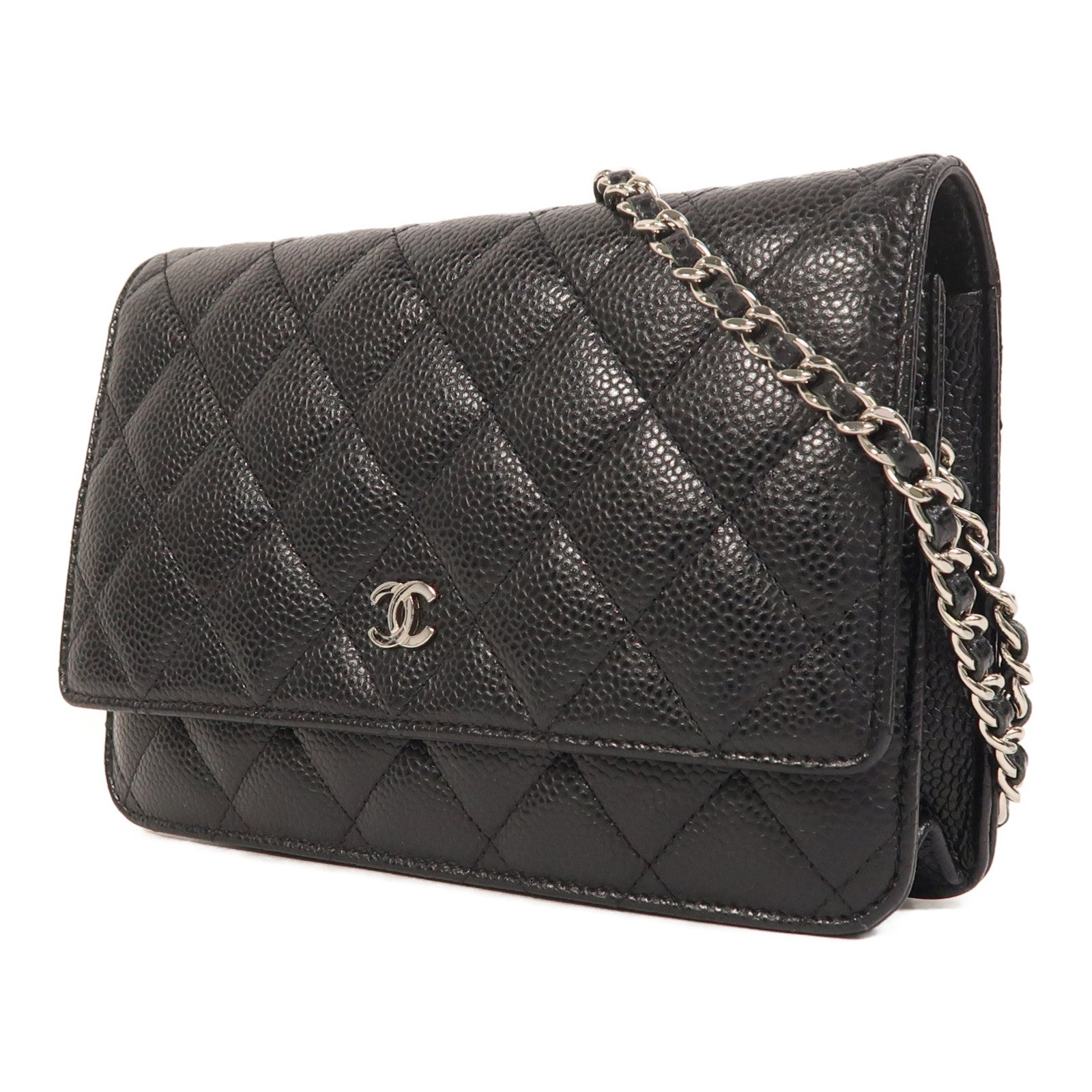 CHANEL 牛皮皮革WOC Wallet On Chain銀扣鏈帶肩背袋