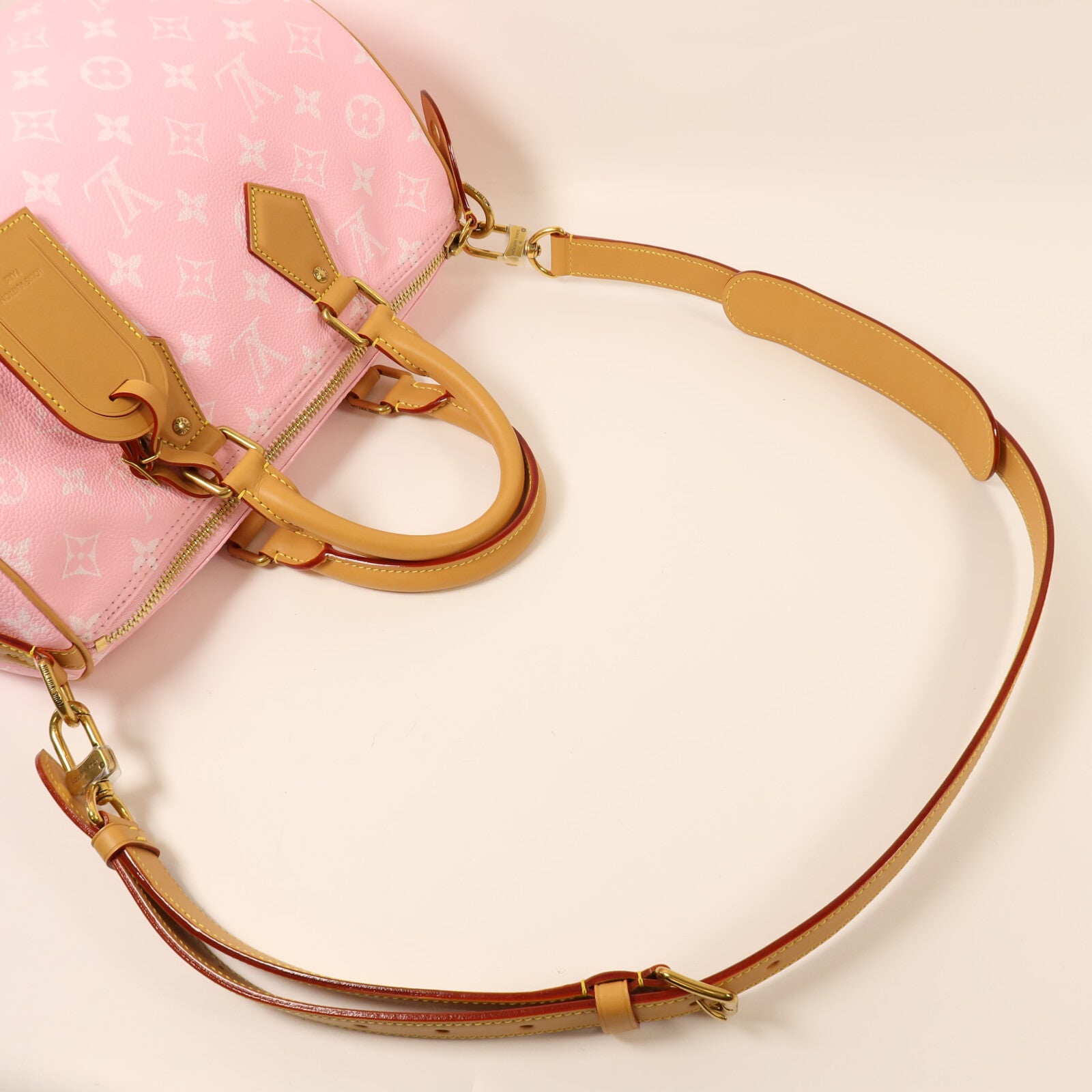 LOUIS VUITTON 牛皮皮革Speedy P9 Bandouliere金扣手挽肩背兩用袋