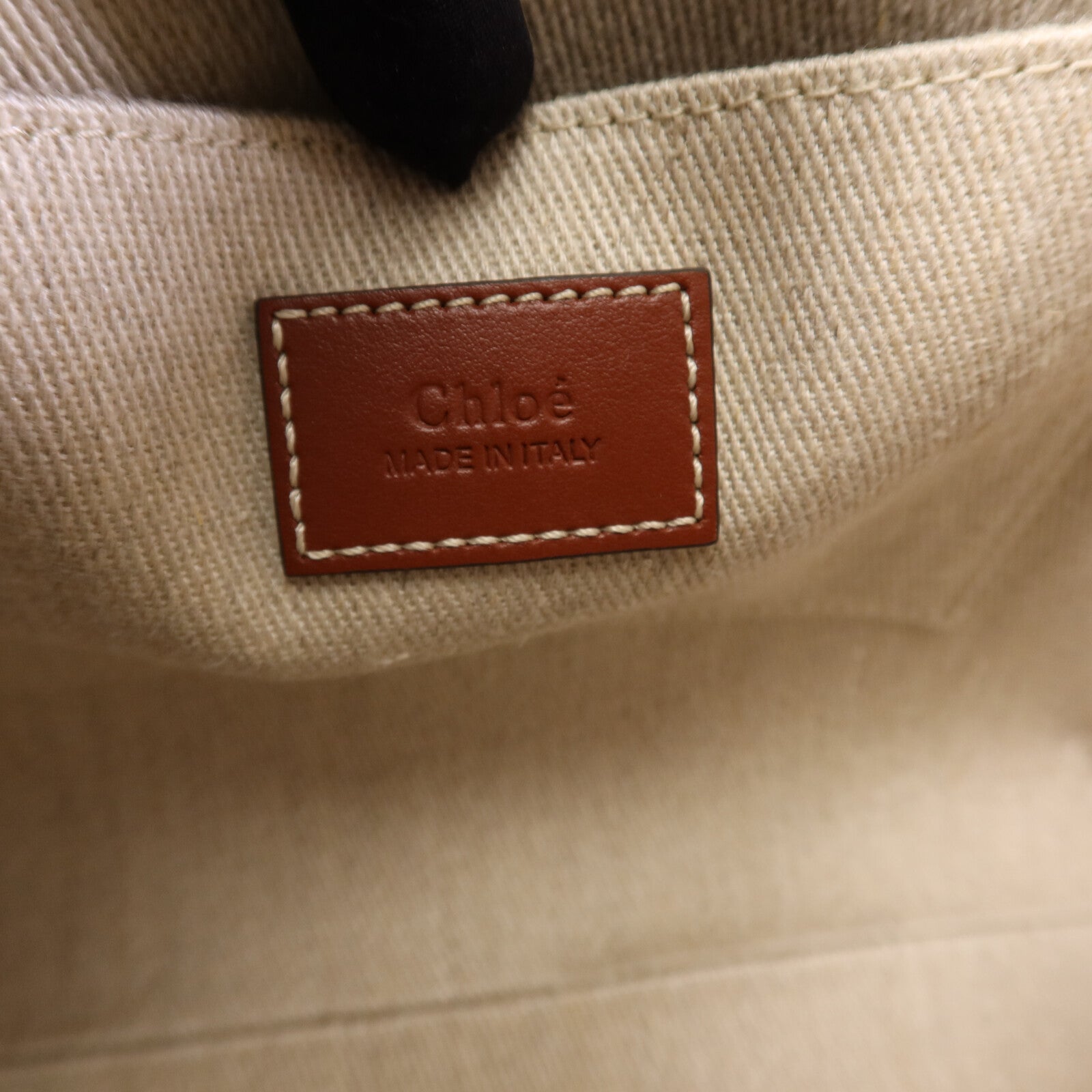 Chloe 帆布/牛皮皮革Woody Small銀扣手挽肩背兩用袋