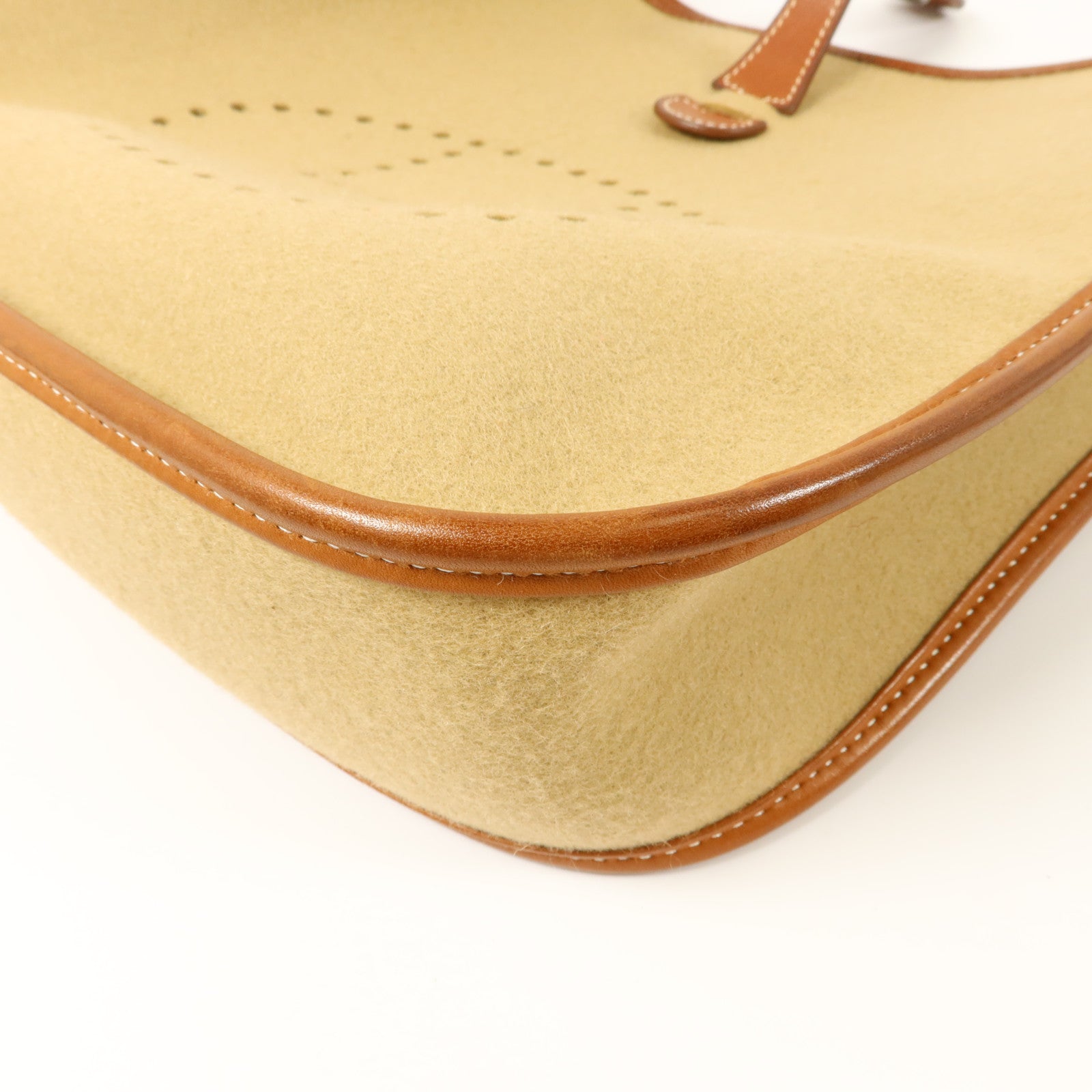 HERMES Felt/Barenia皮革Evelyne PM肩背袋Fauve/Iris